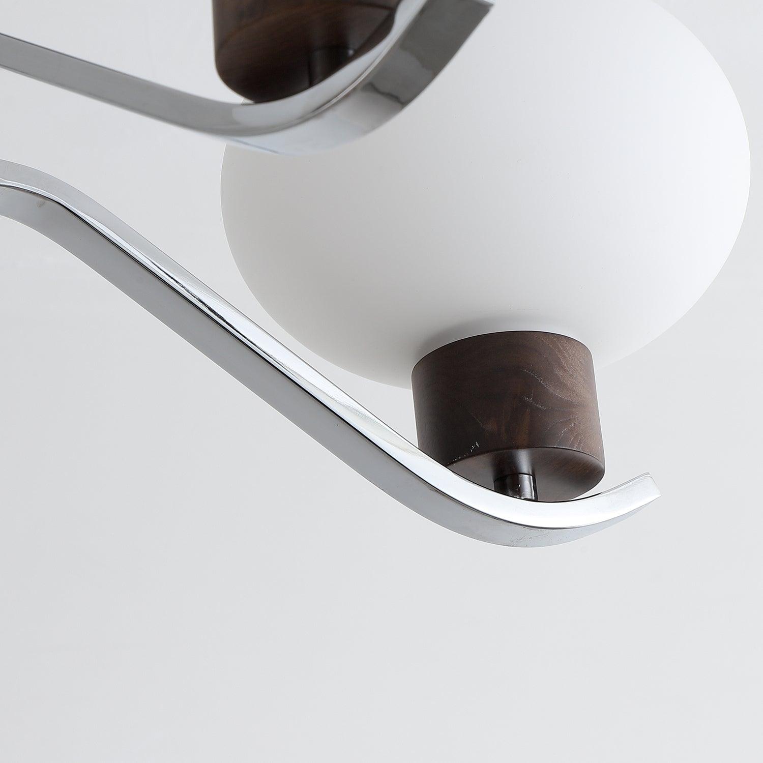 Lustra Lustre Élégant en Chrome et Noyer