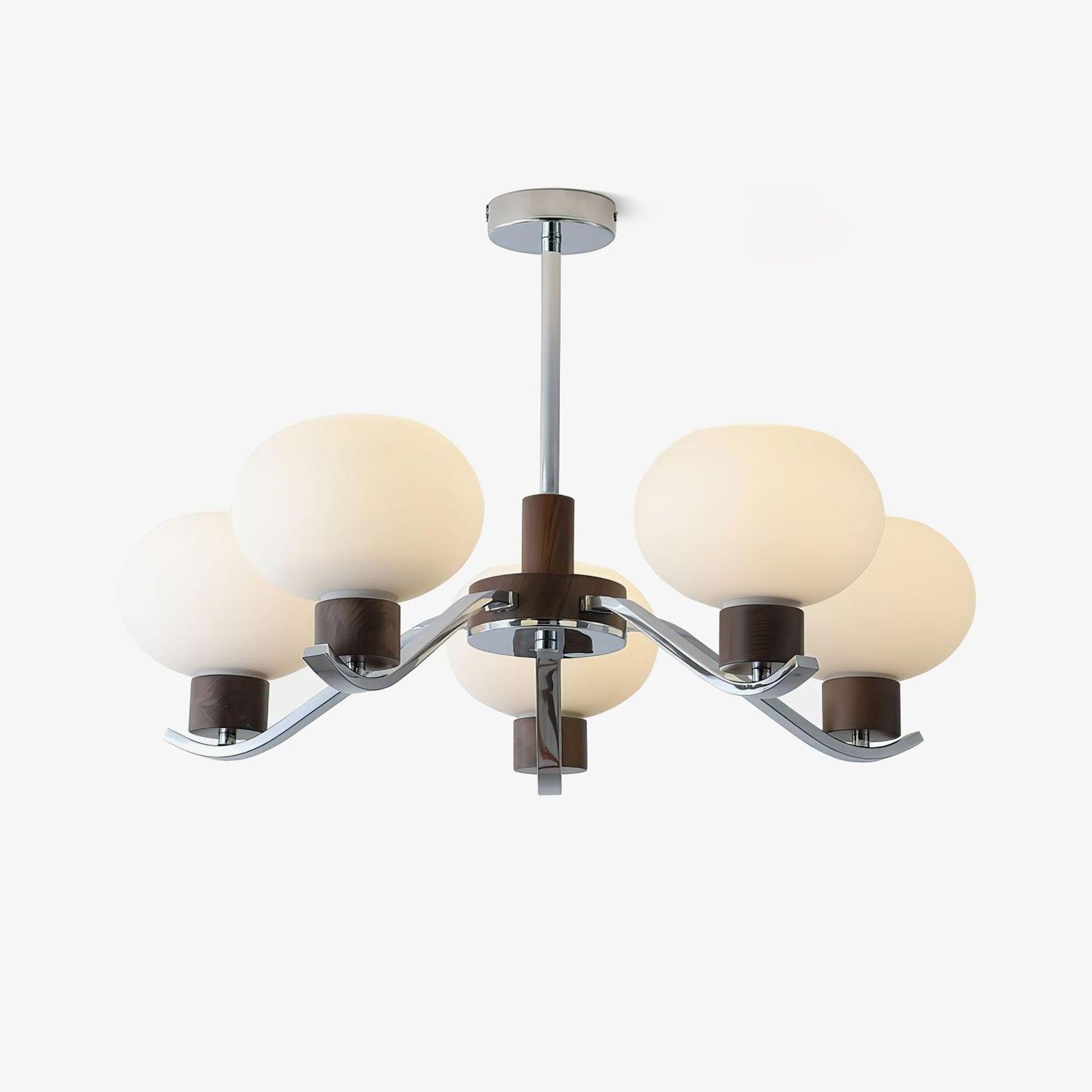 Lustra Lustre Élégant en Chrome et Noyer