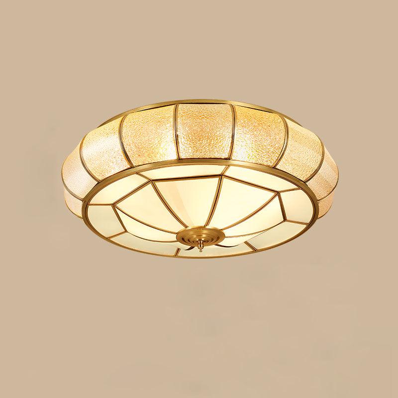 Ulrinara Postmoderne Luxe Tambour Laiton Verre Plafonnier