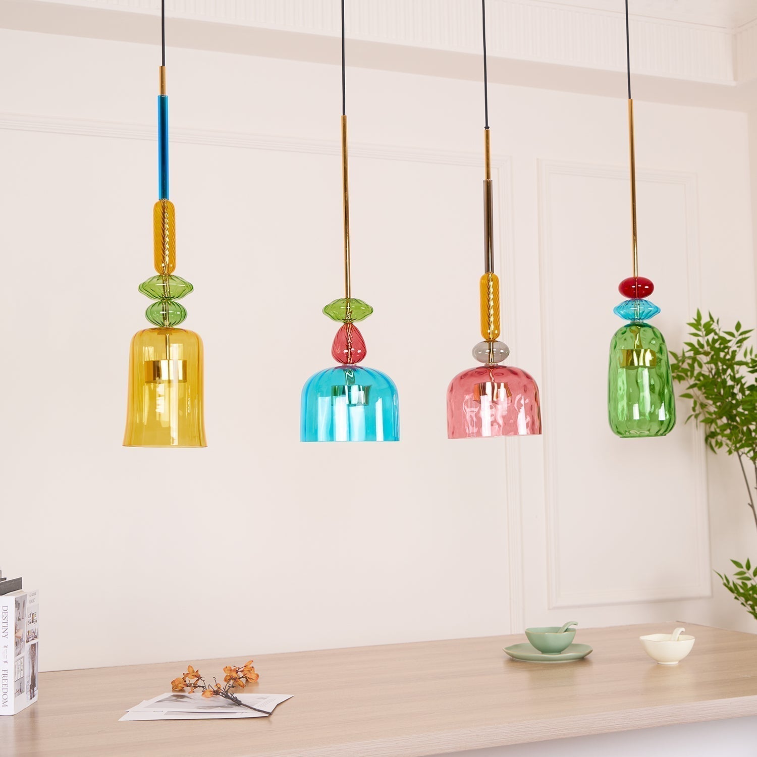 Muse Suspension en Verre Bohémienne