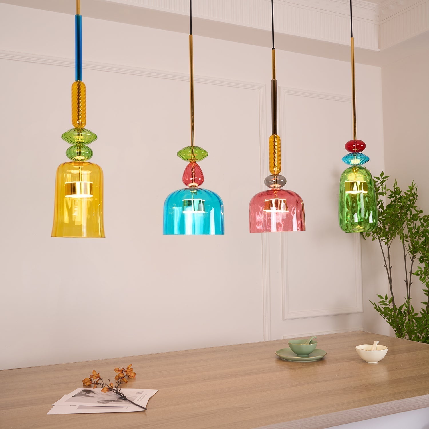 Muse Suspension en Verre Bohémienne