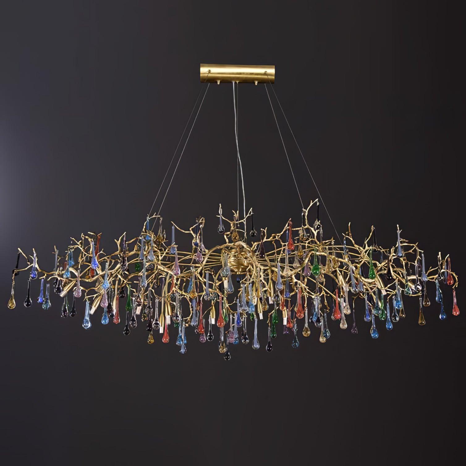 Sytheir Lustre en cristal et laiton à branches de gouttes de pluie colorées