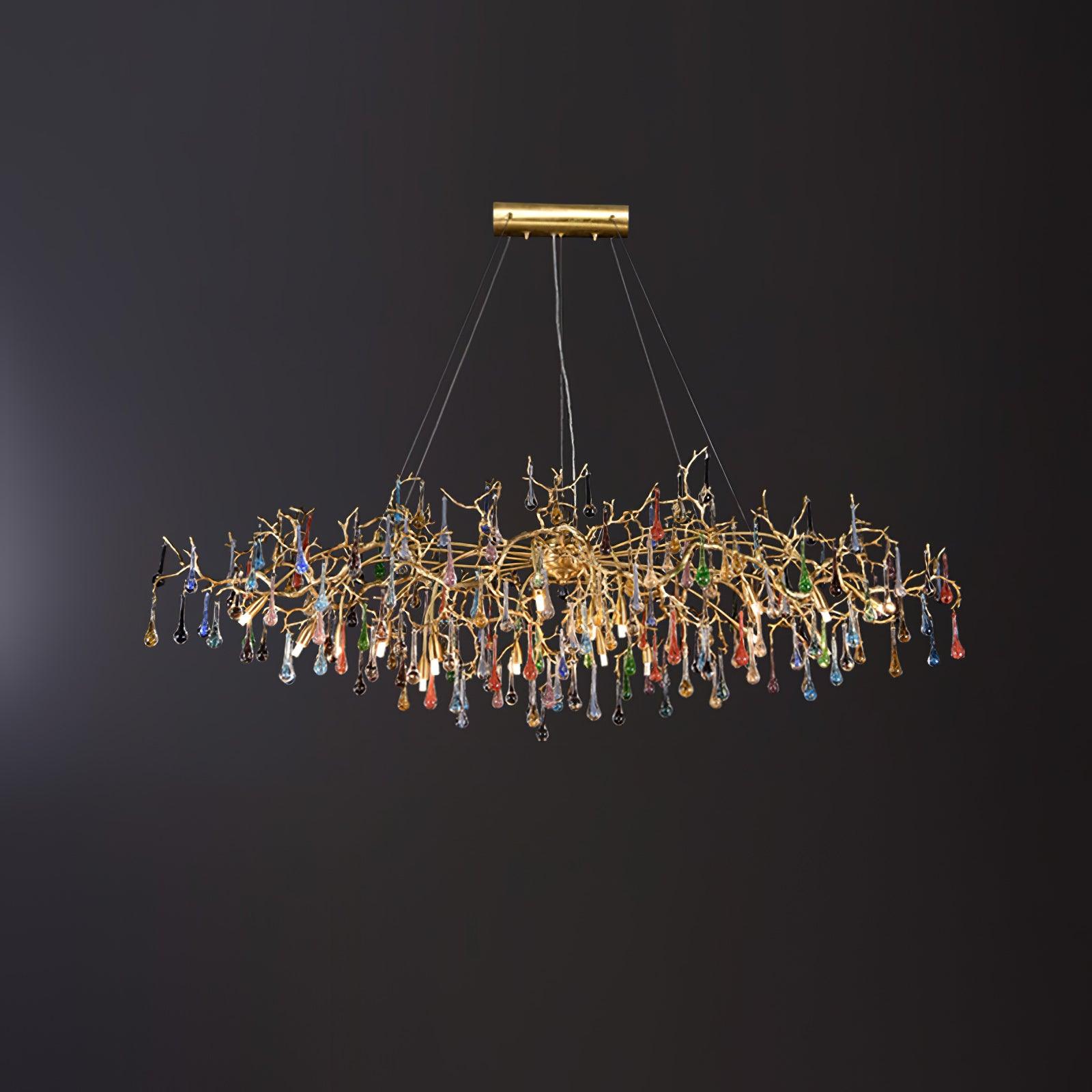 Sytheir Lustre en cristal et laiton à branches de gouttes de pluie colorées