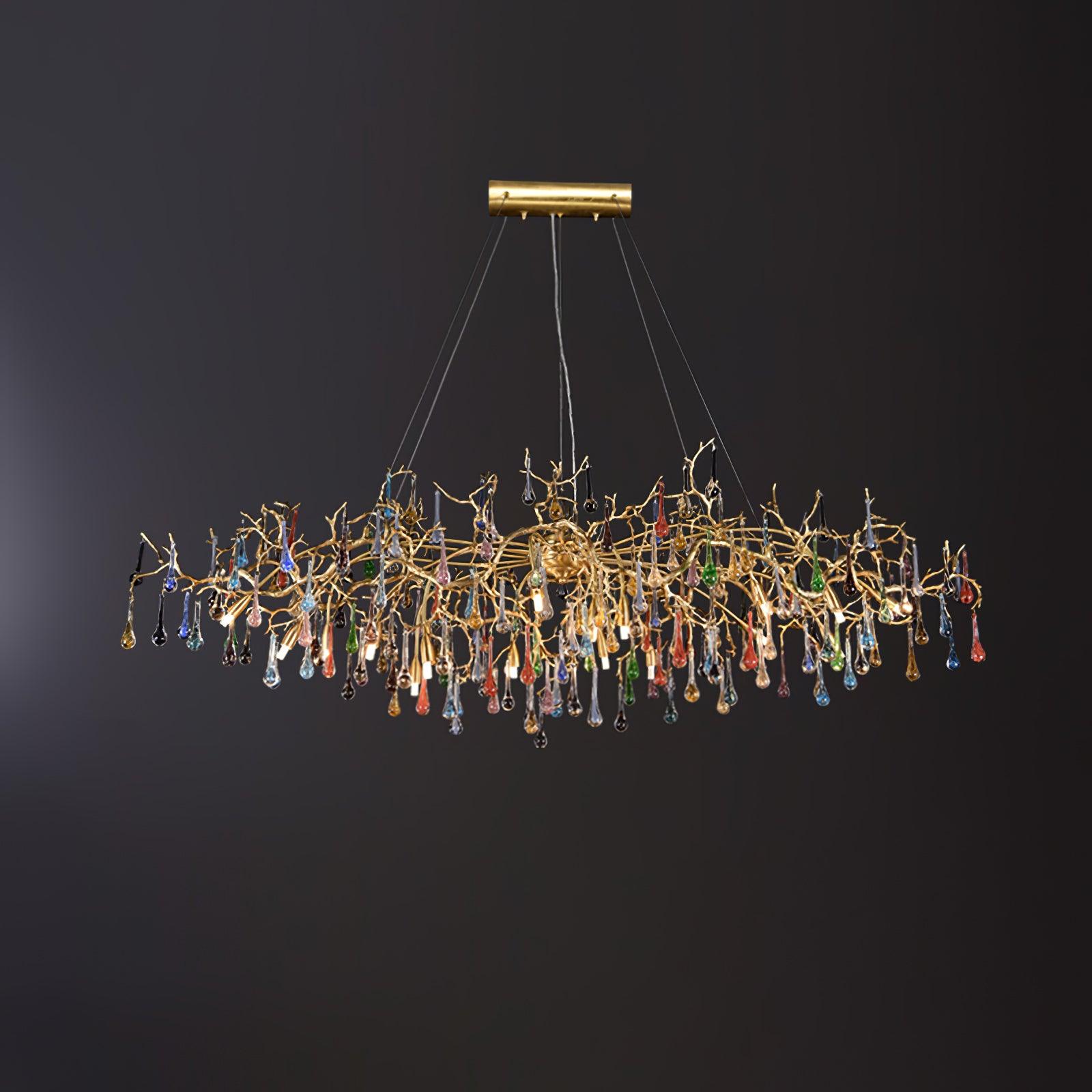 Sytheir Lustre en cristal et laiton à branches de gouttes de pluie colorées