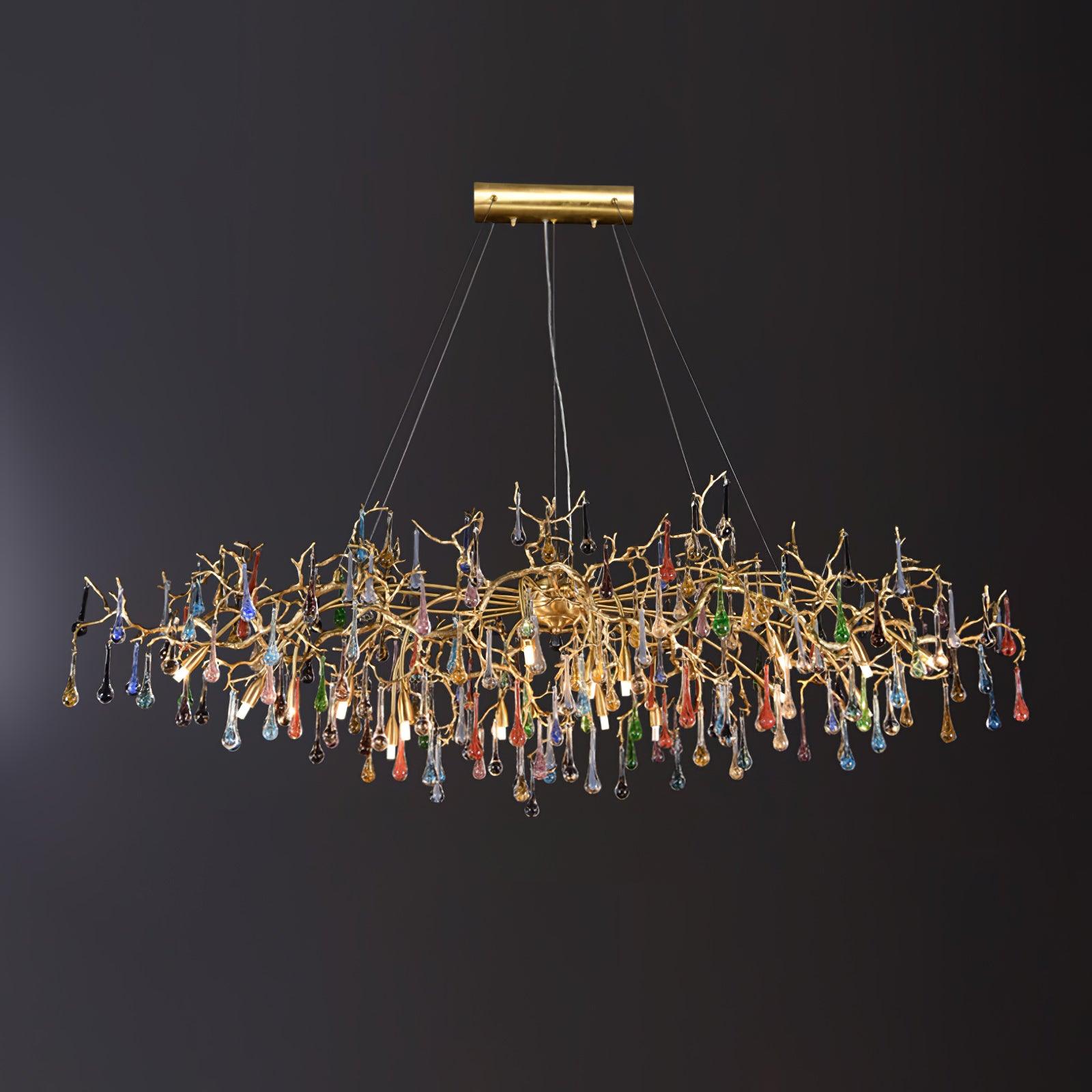 Sytheir Lustre en cristal et laiton à branches de gouttes de pluie colorées
