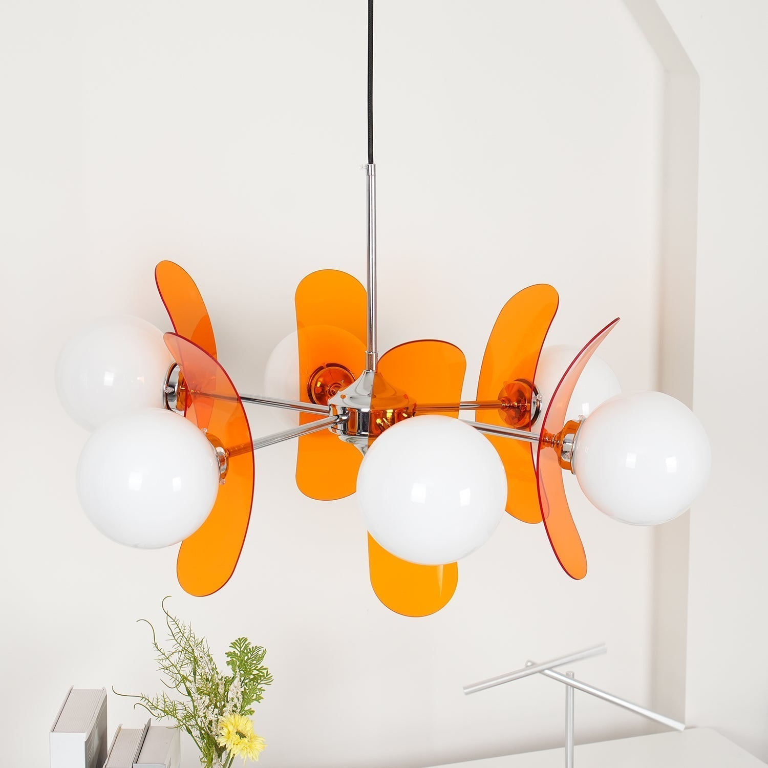 Prism Lustre Sputnik Créatif En Verre Orange Et Acrylique