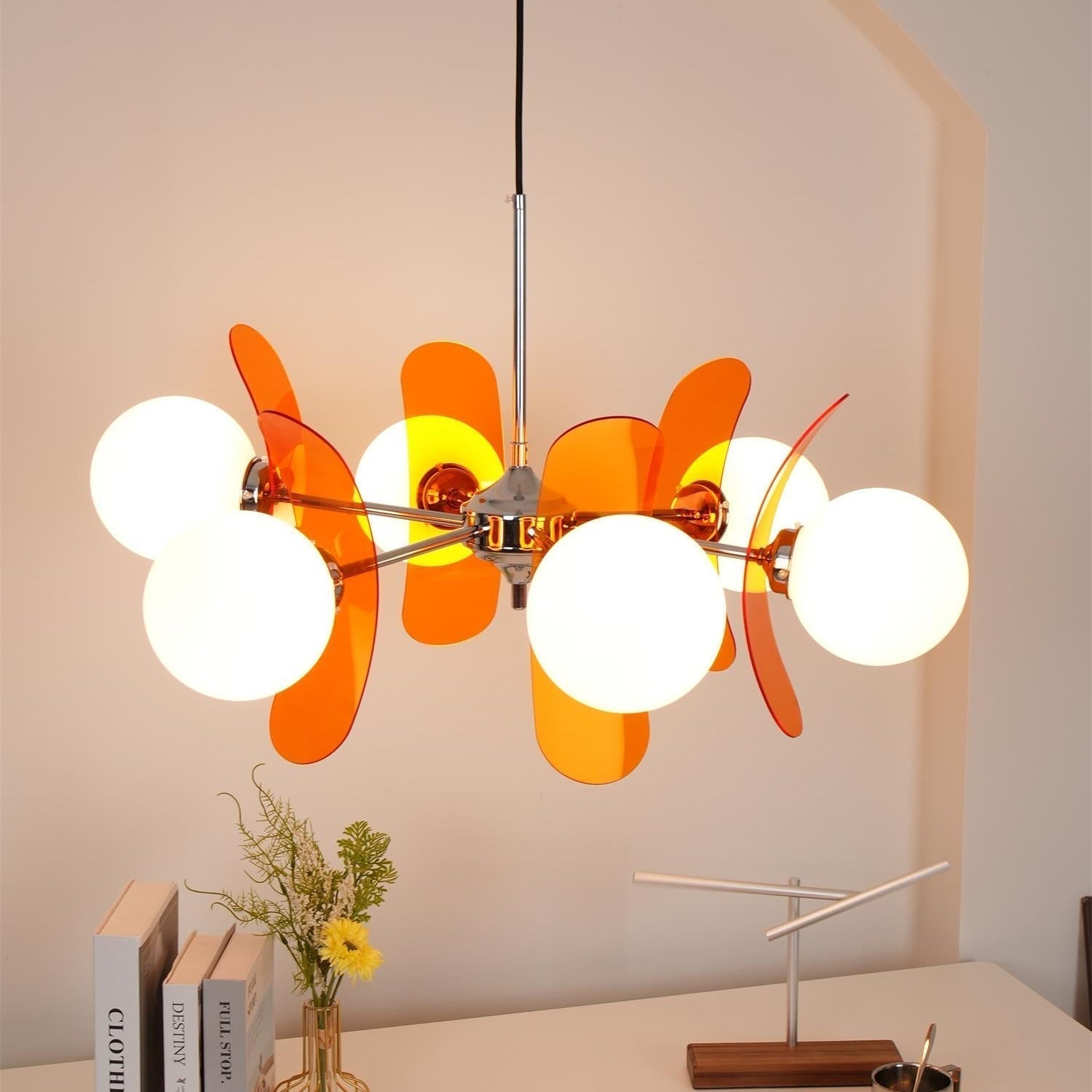 Prism Lustre Sputnik Créatif En Verre Orange Et Acrylique