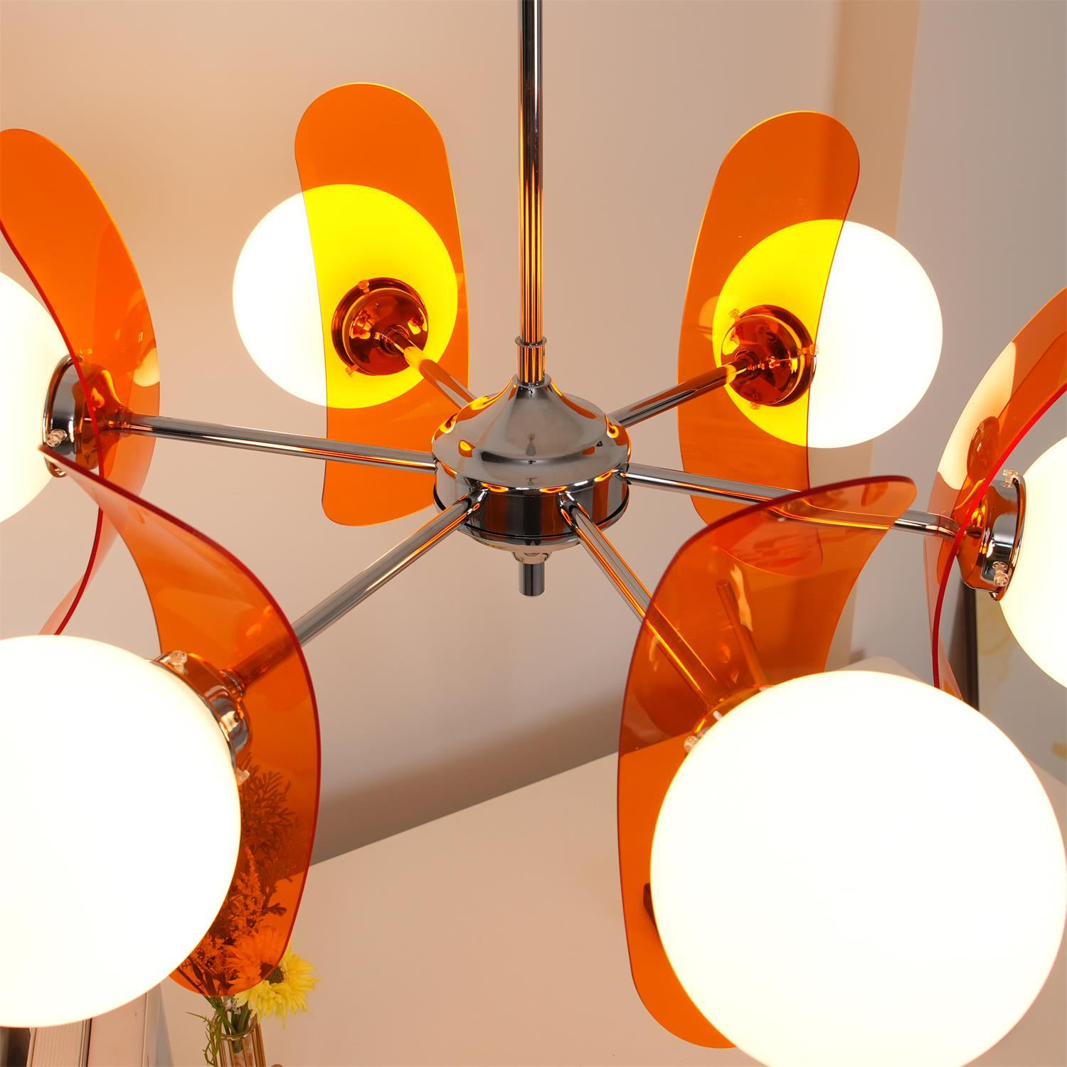 Prism Lustre Sputnik Créatif En Verre Orange Et Acrylique
