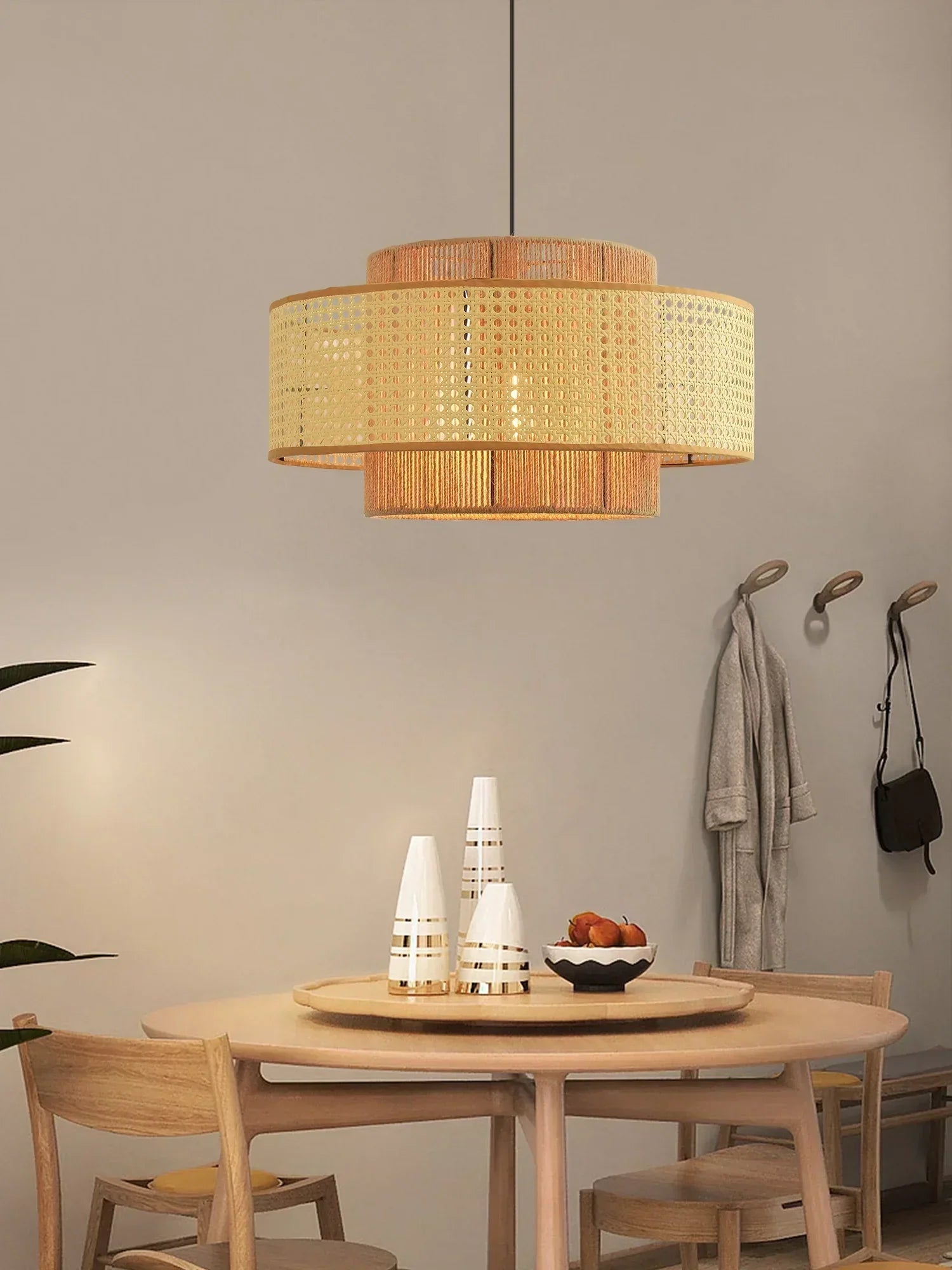 Ulshayra Lampe Suspension en Rotin Concentrique