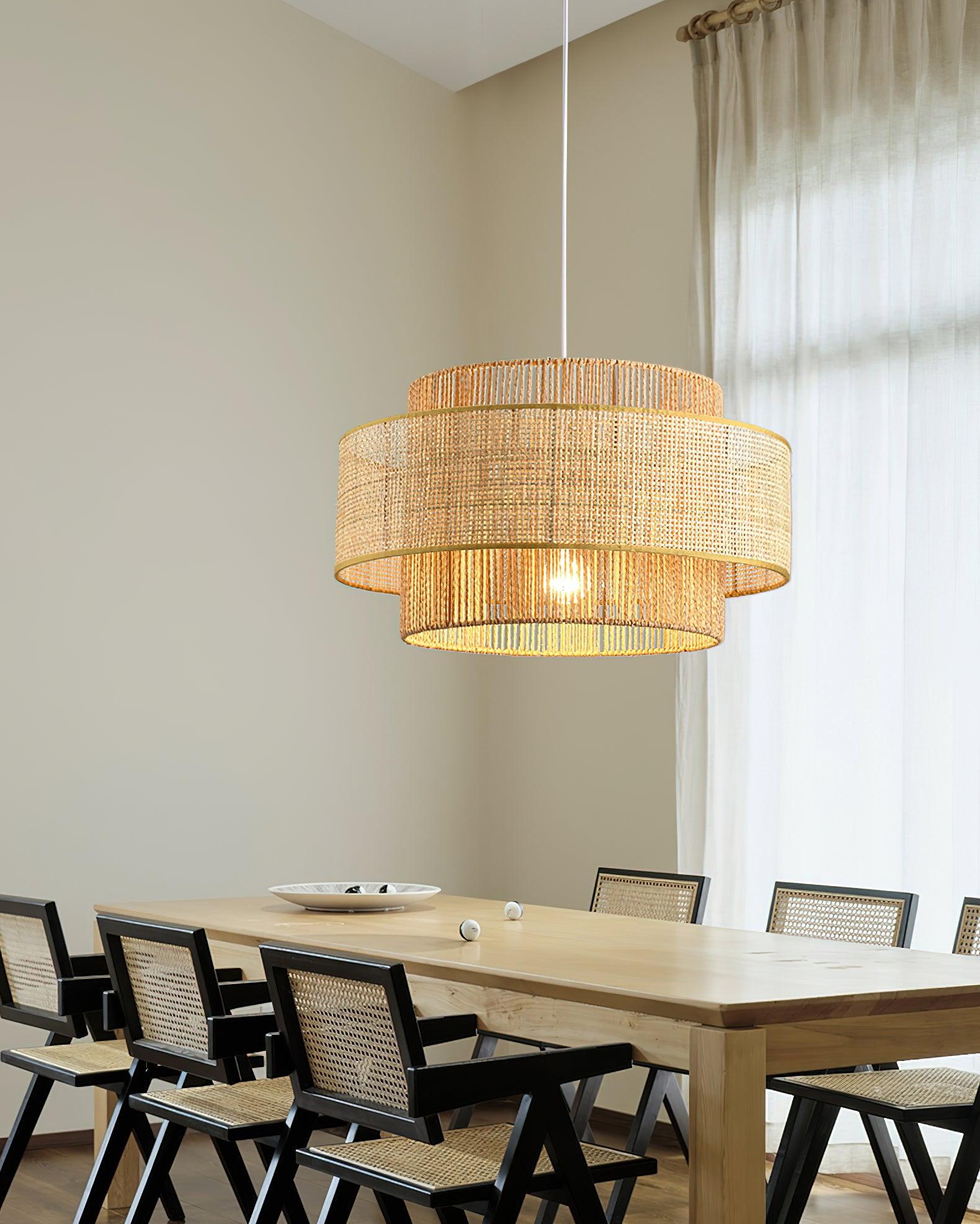 Ulshayra Lampe Suspension en Rotin Concentrique
