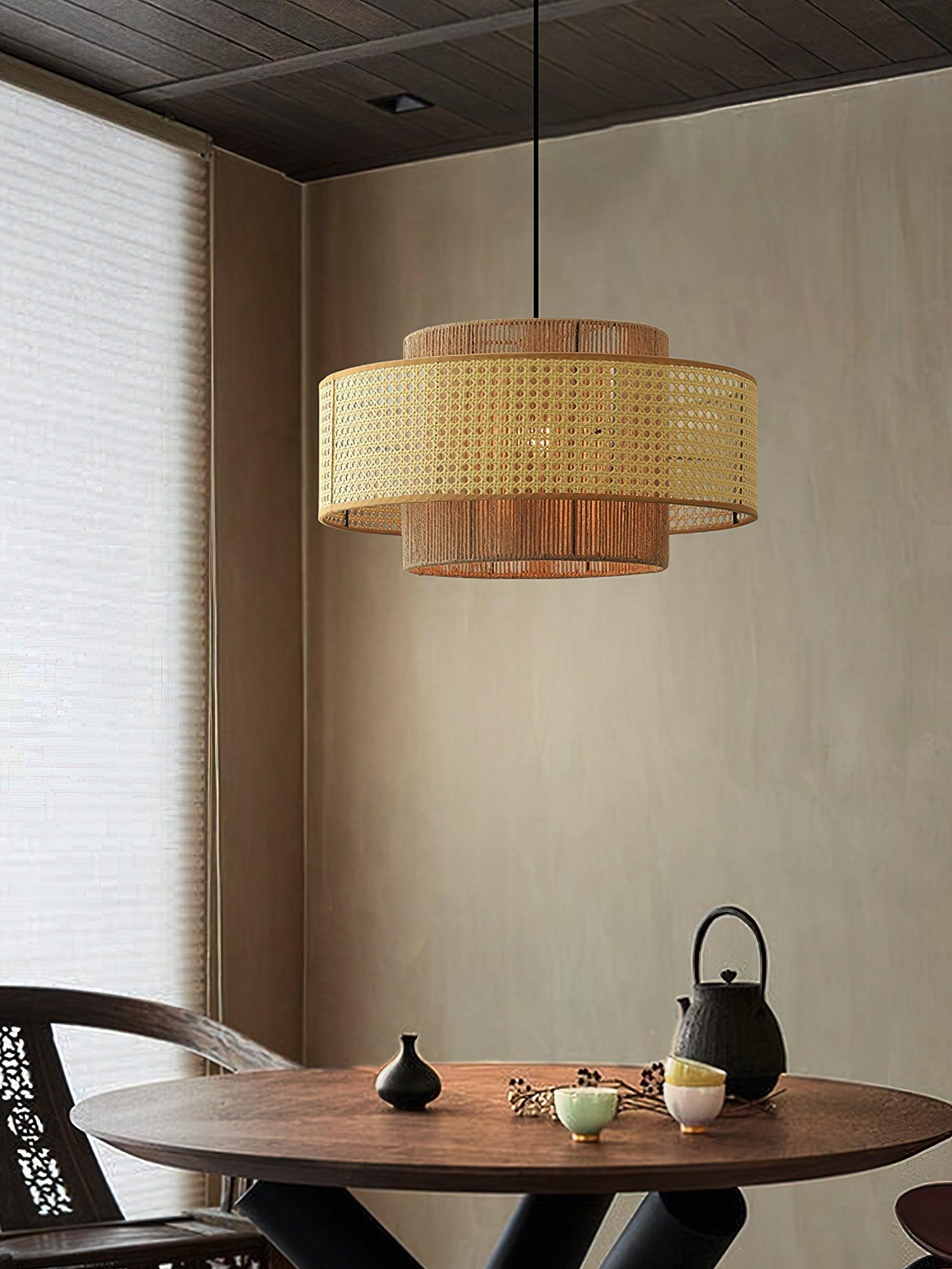 Ulshayra Lampe Suspension en Rotin Concentrique
