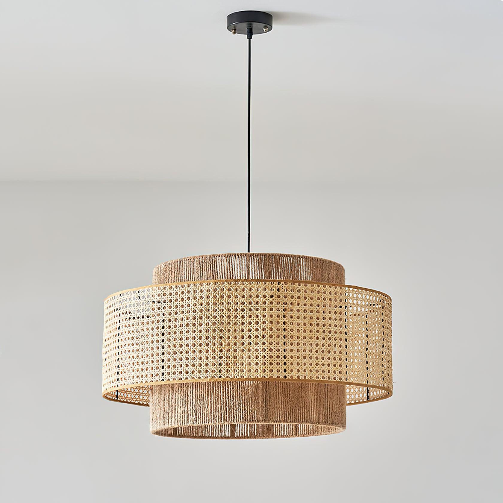 Ulshayra Lampe Suspension en Rotin Concentrique