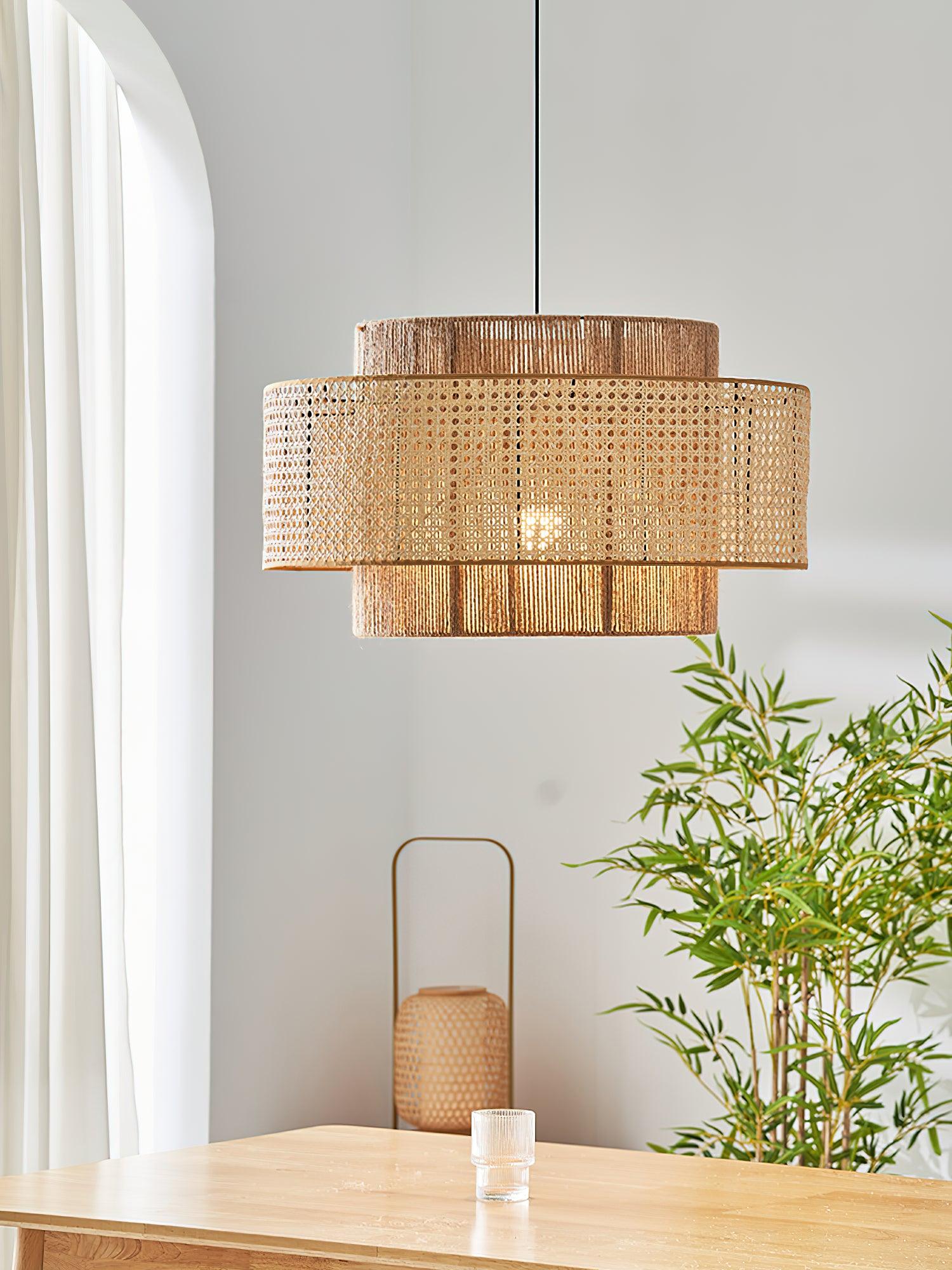 Ulshayra Lampe Suspension en Rotin Concentrique