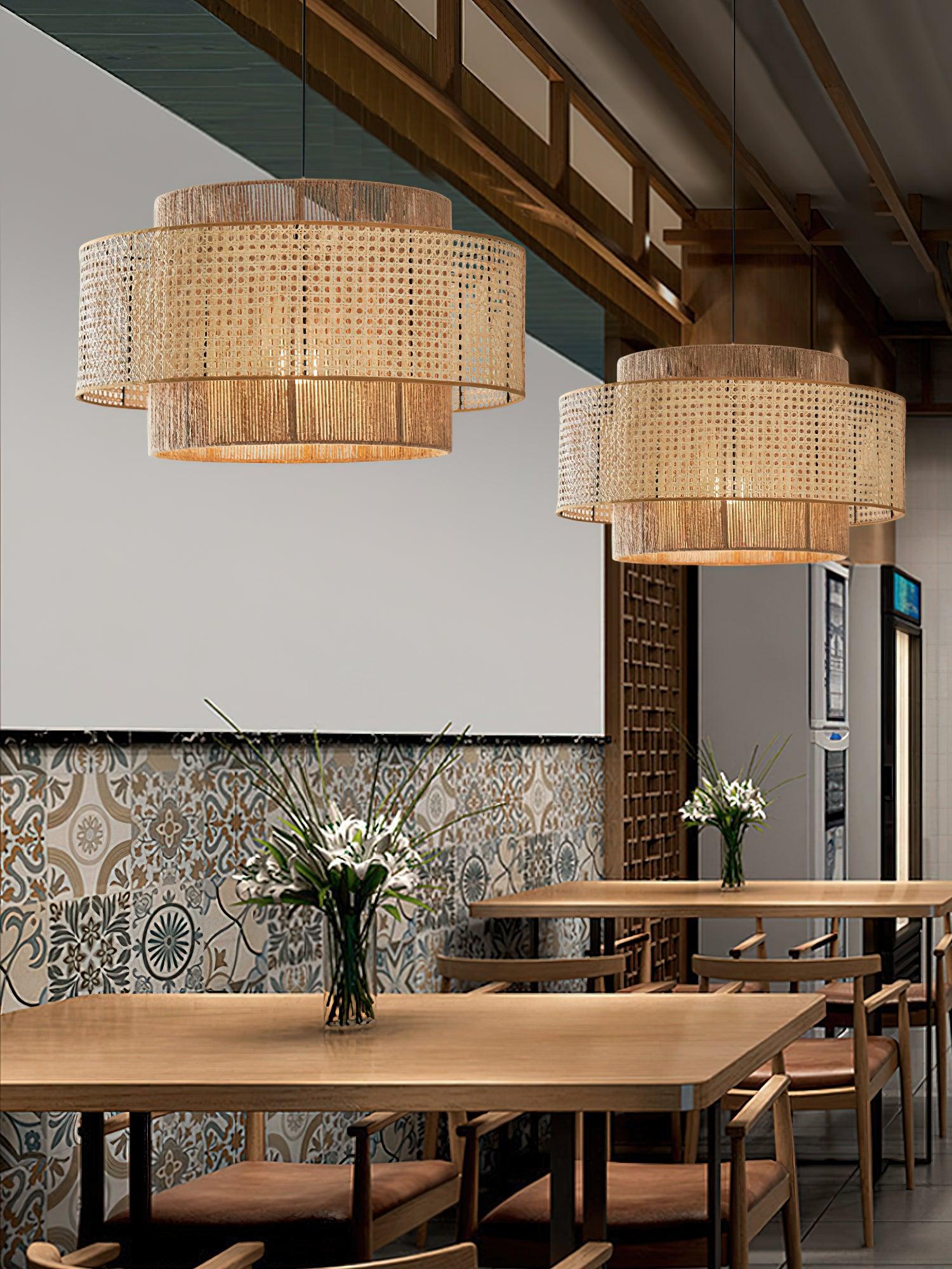 Ulshayra Lampe Suspension en Rotin Concentrique