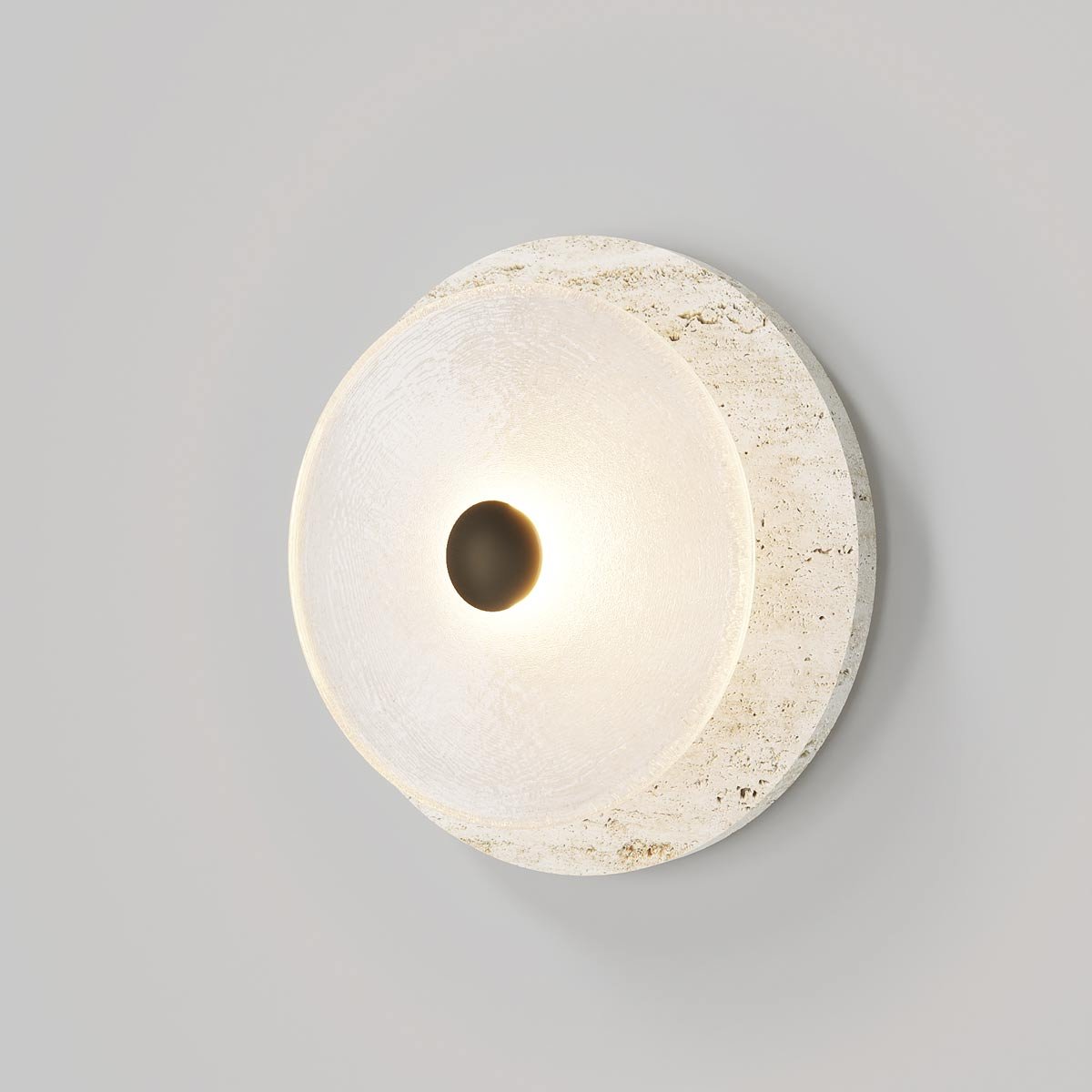 Ether Lampe Murale En Métal Argenté Et Travertin Minimaliste Moderne