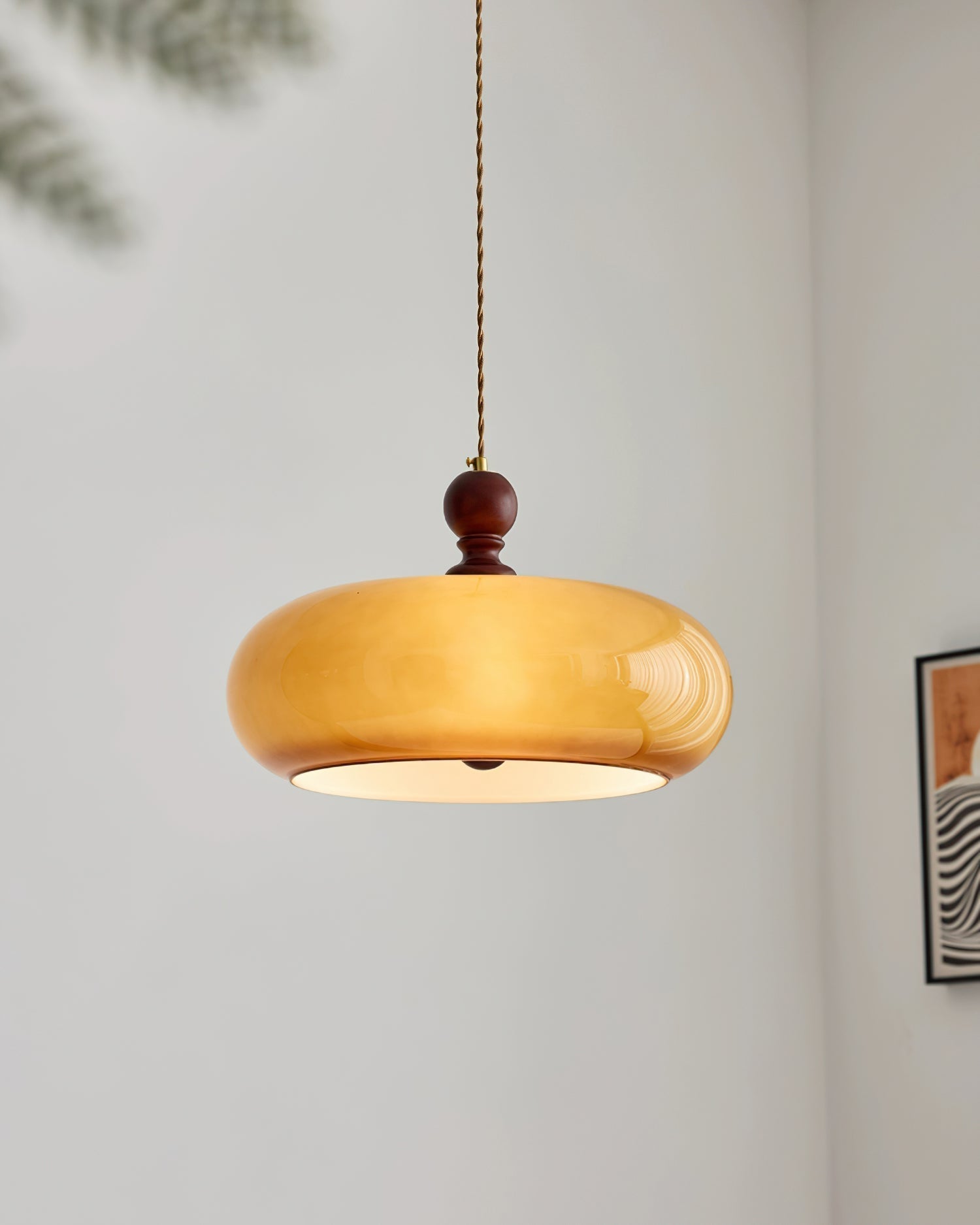 Eldom Suspension avec Abat-Jour en Verre Ambre