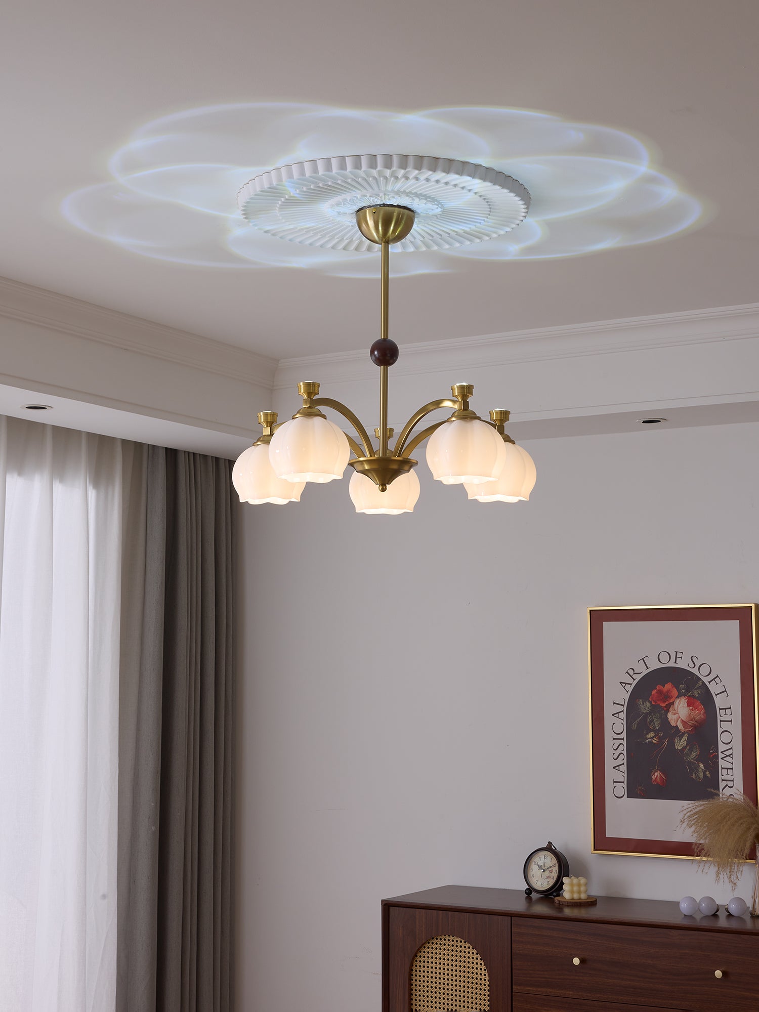 Alshaarae Lustre Bois Verre Arc Premium Traditionnel