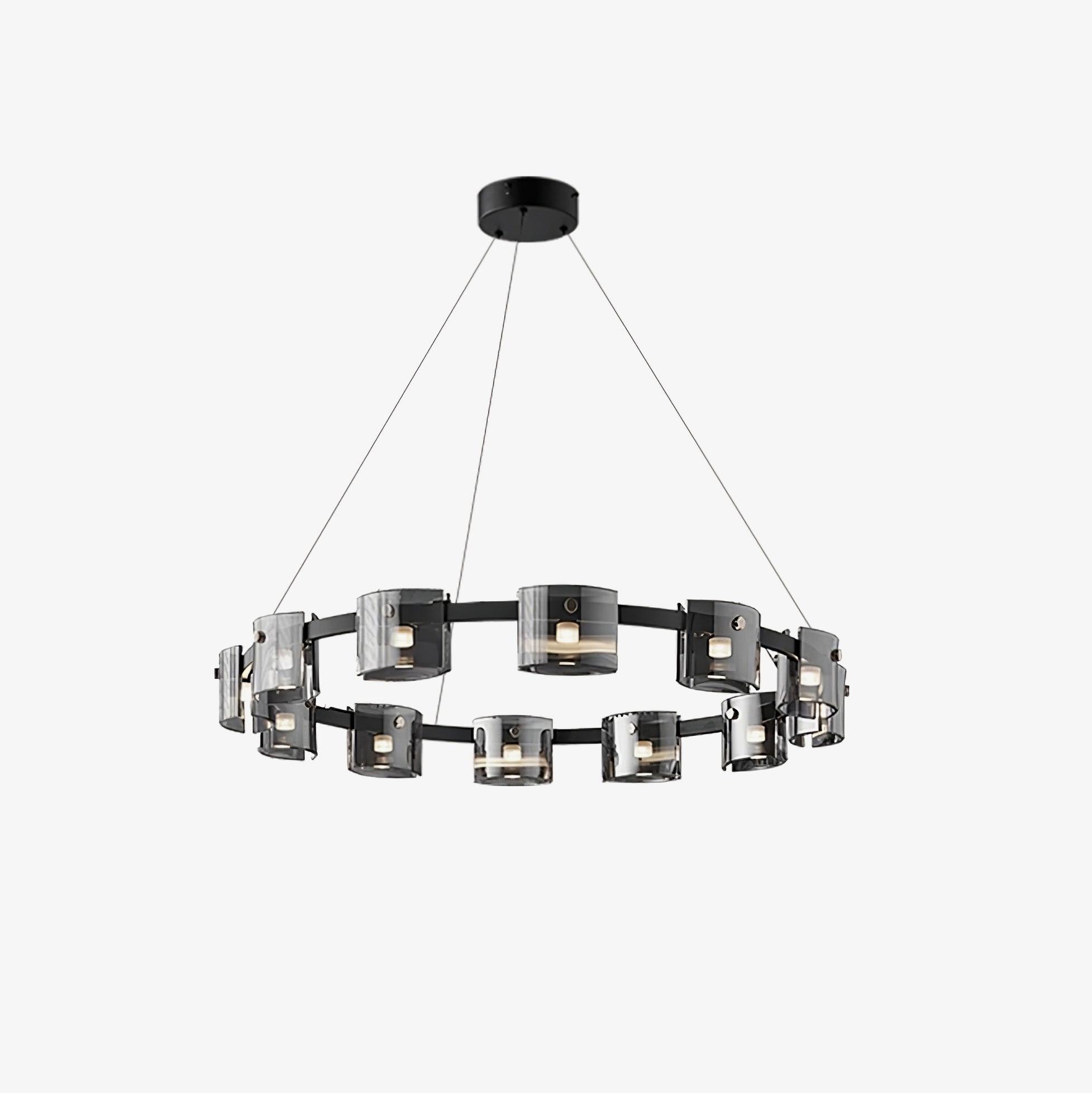 Lustra Lustre Verre Circulaire Bras en Fer