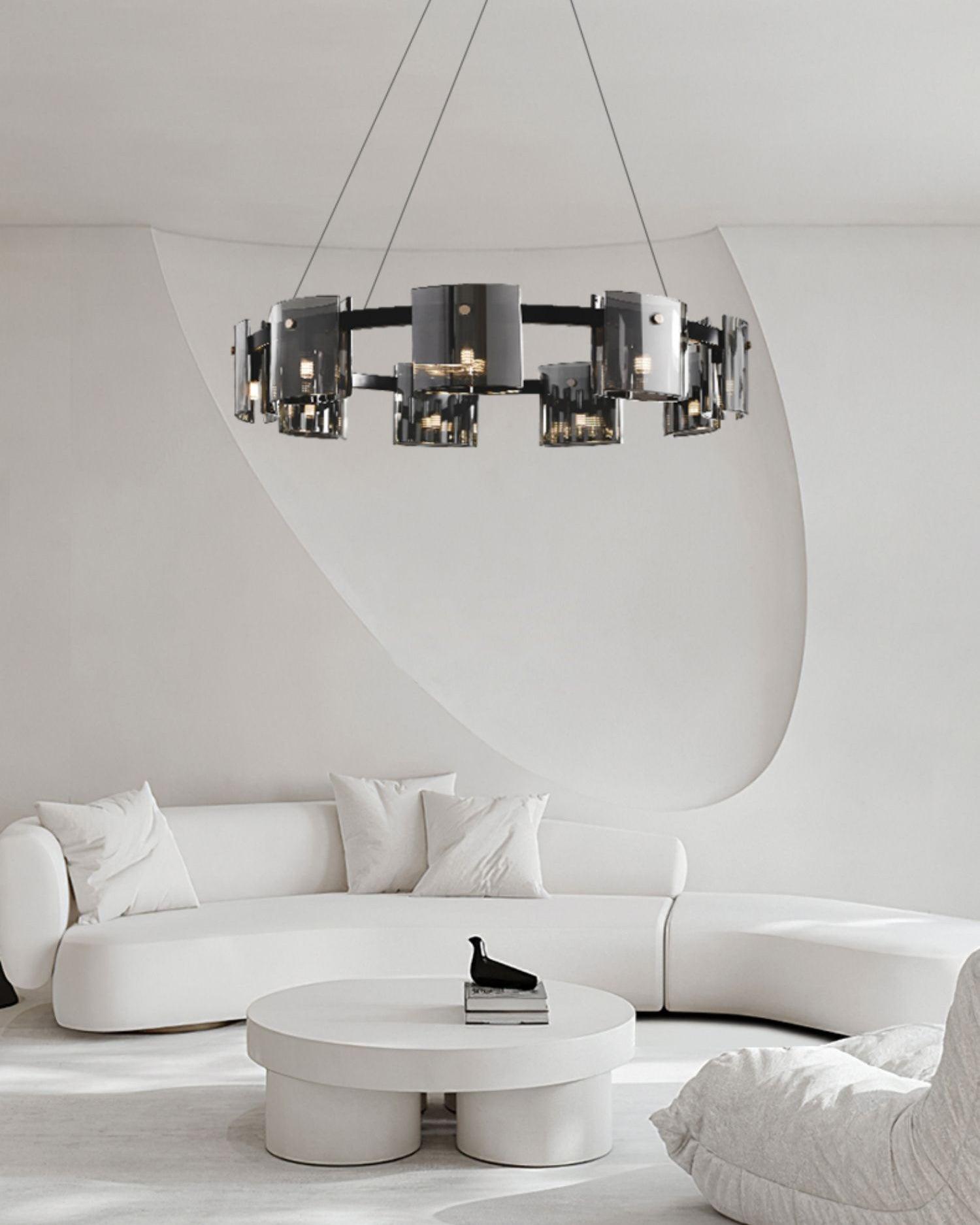 Lustra Lustre Verre Circulaire Bras en Fer