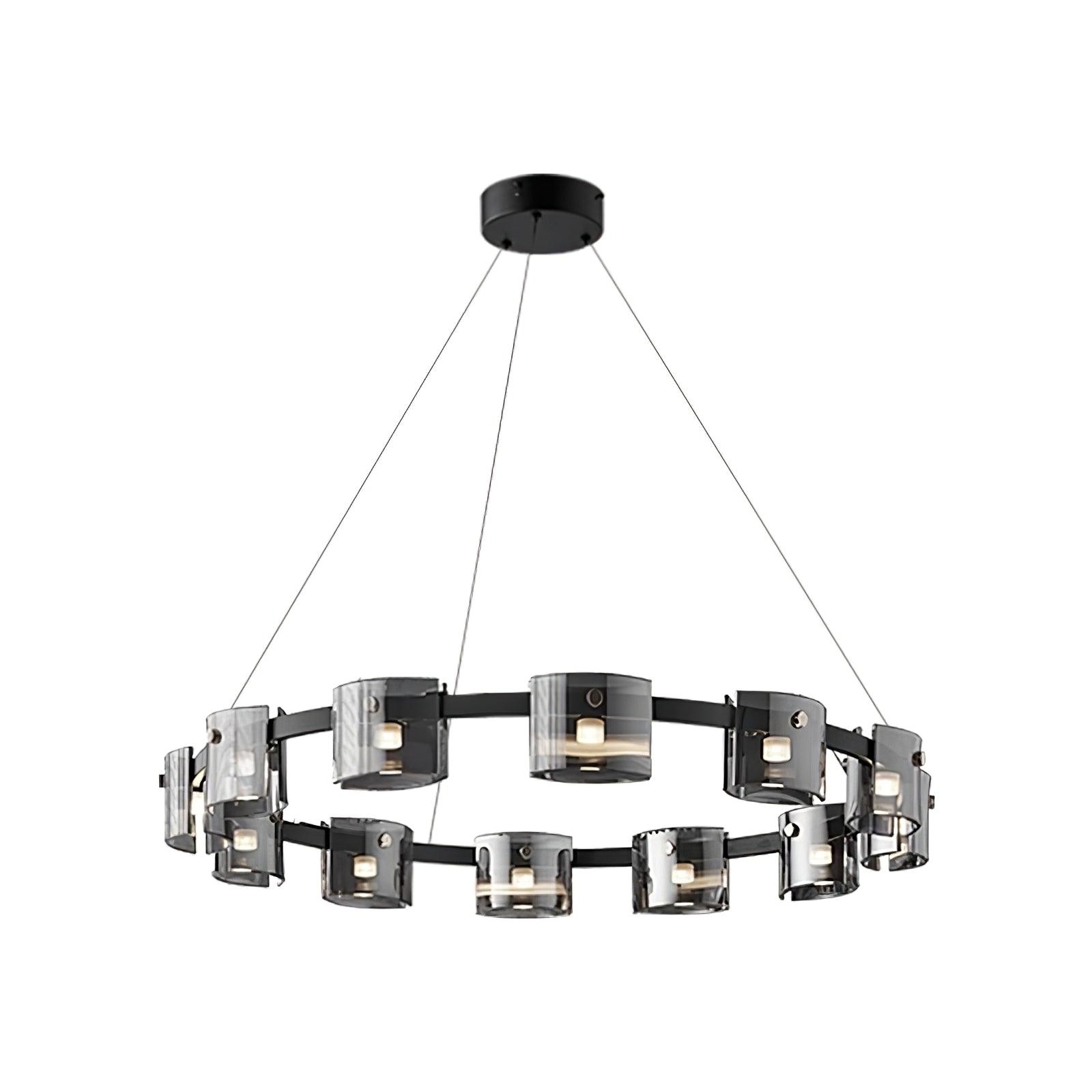 Lustra Lustre Verre Circulaire Bras en Fer