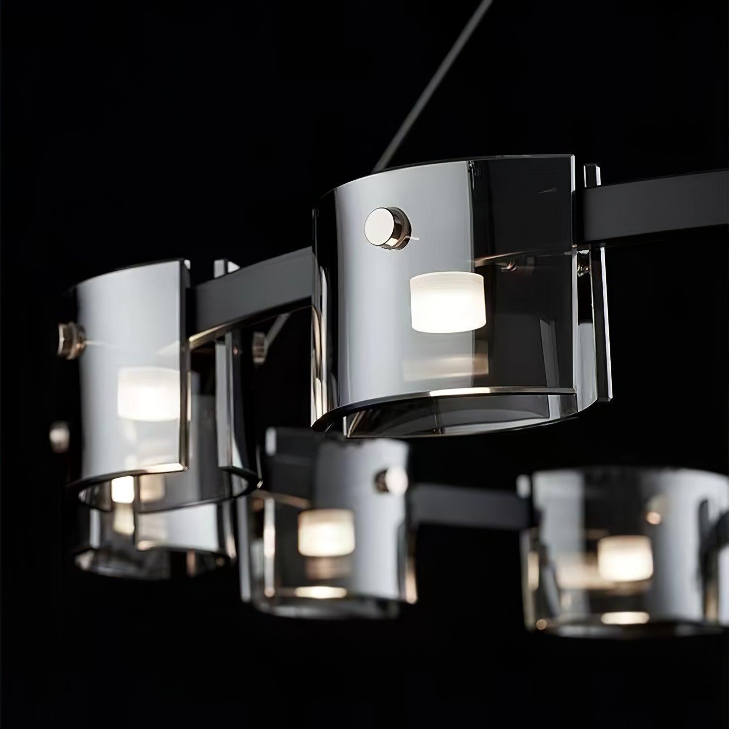 Lustra Lustre Verre Circulaire Bras en Fer