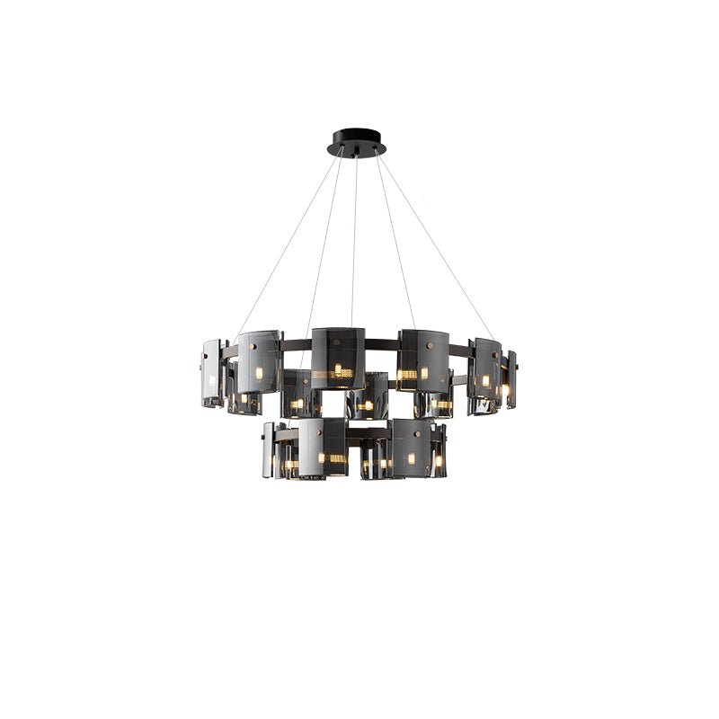 Lustra Lustre Verre Circulaire Bras en Fer