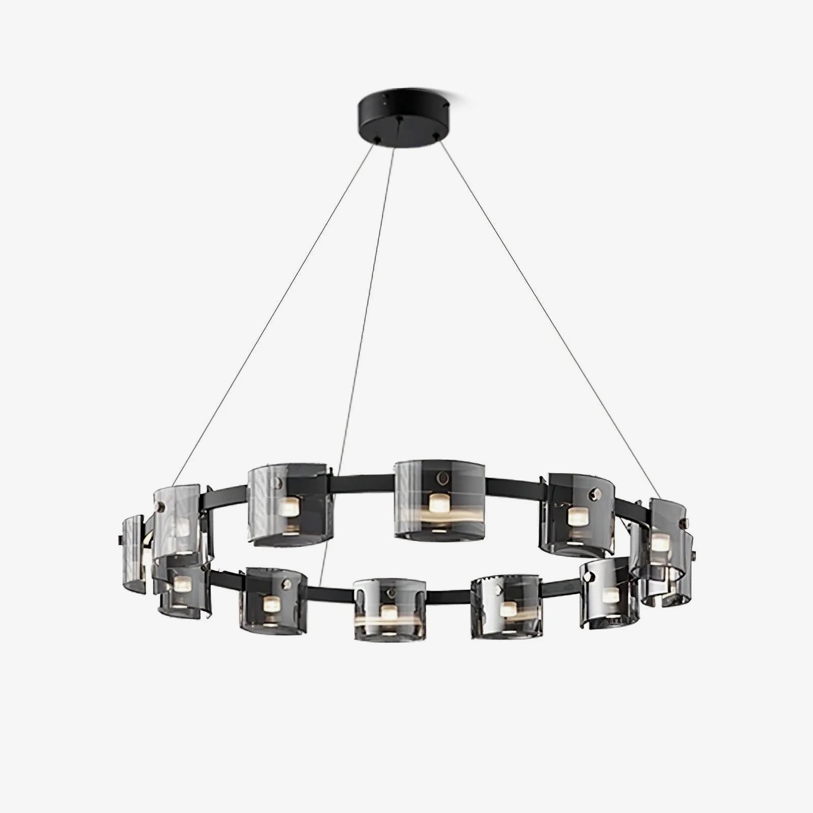Lustra Lustre Verre Circulaire Bras en Fer