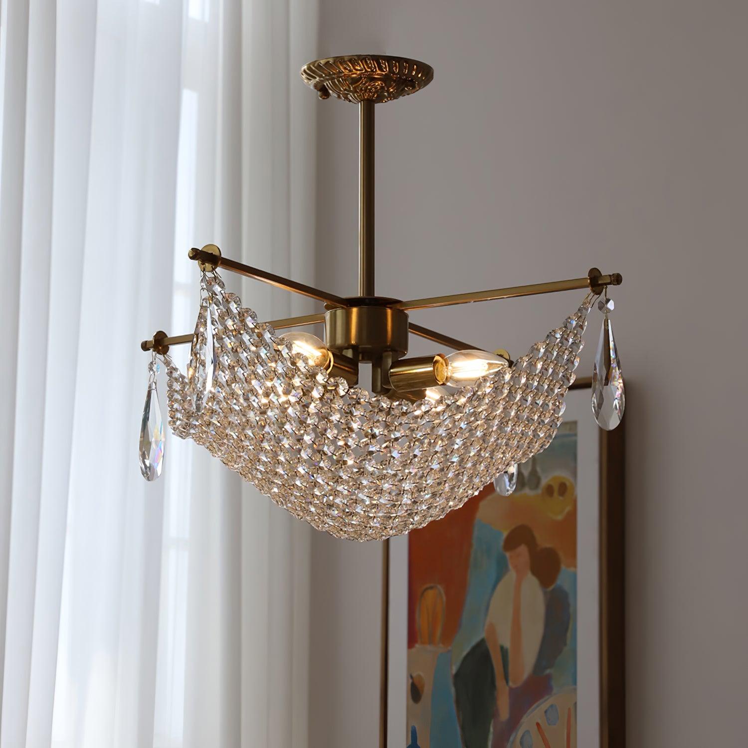 Lustra Lustre avec Fils de Cristal et Cristal