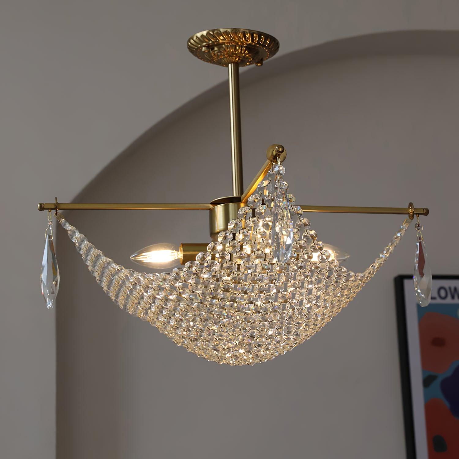 Lustra Lustre avec Fils de Cristal et Cristal