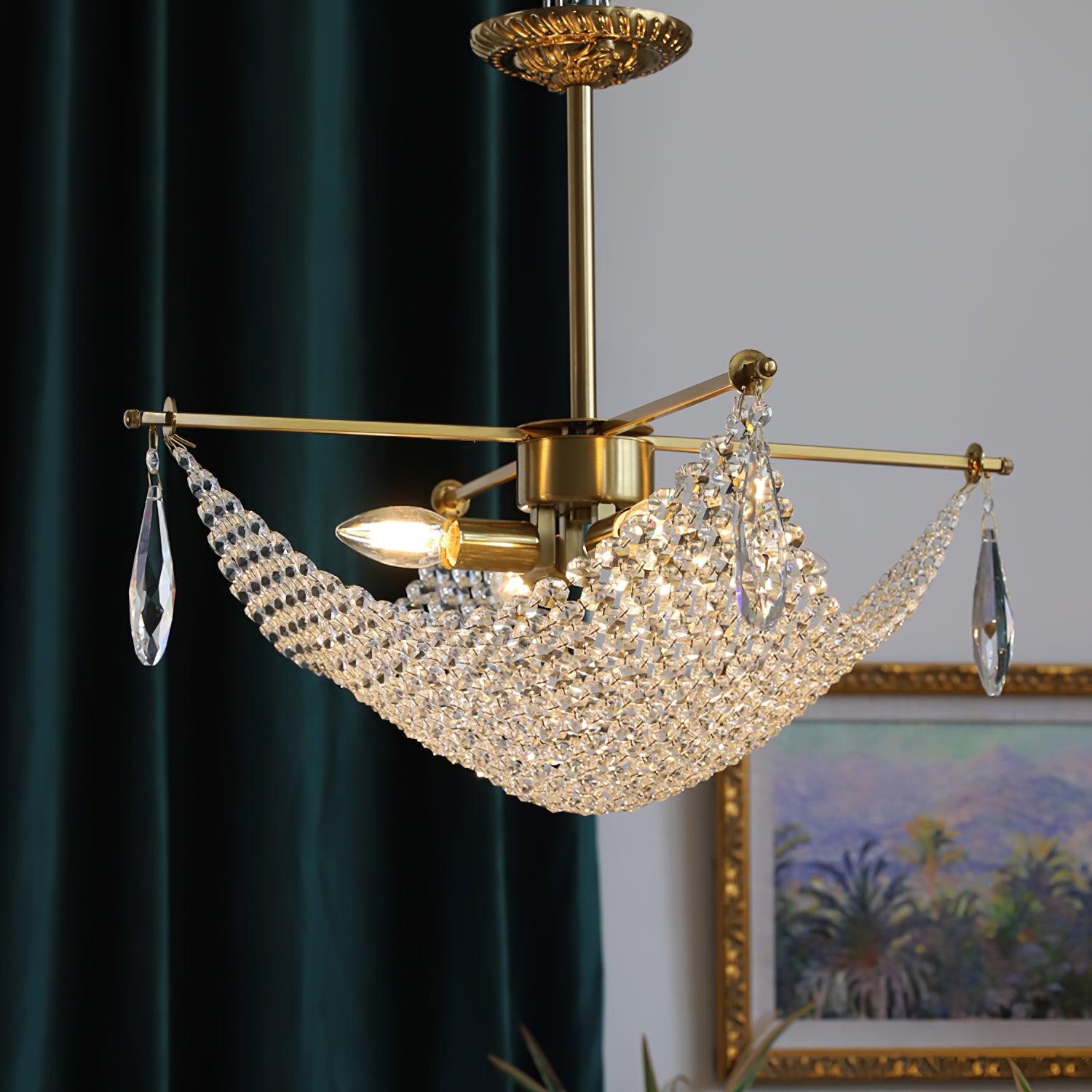 Lustra Lustre avec Fils de Cristal et Cristal