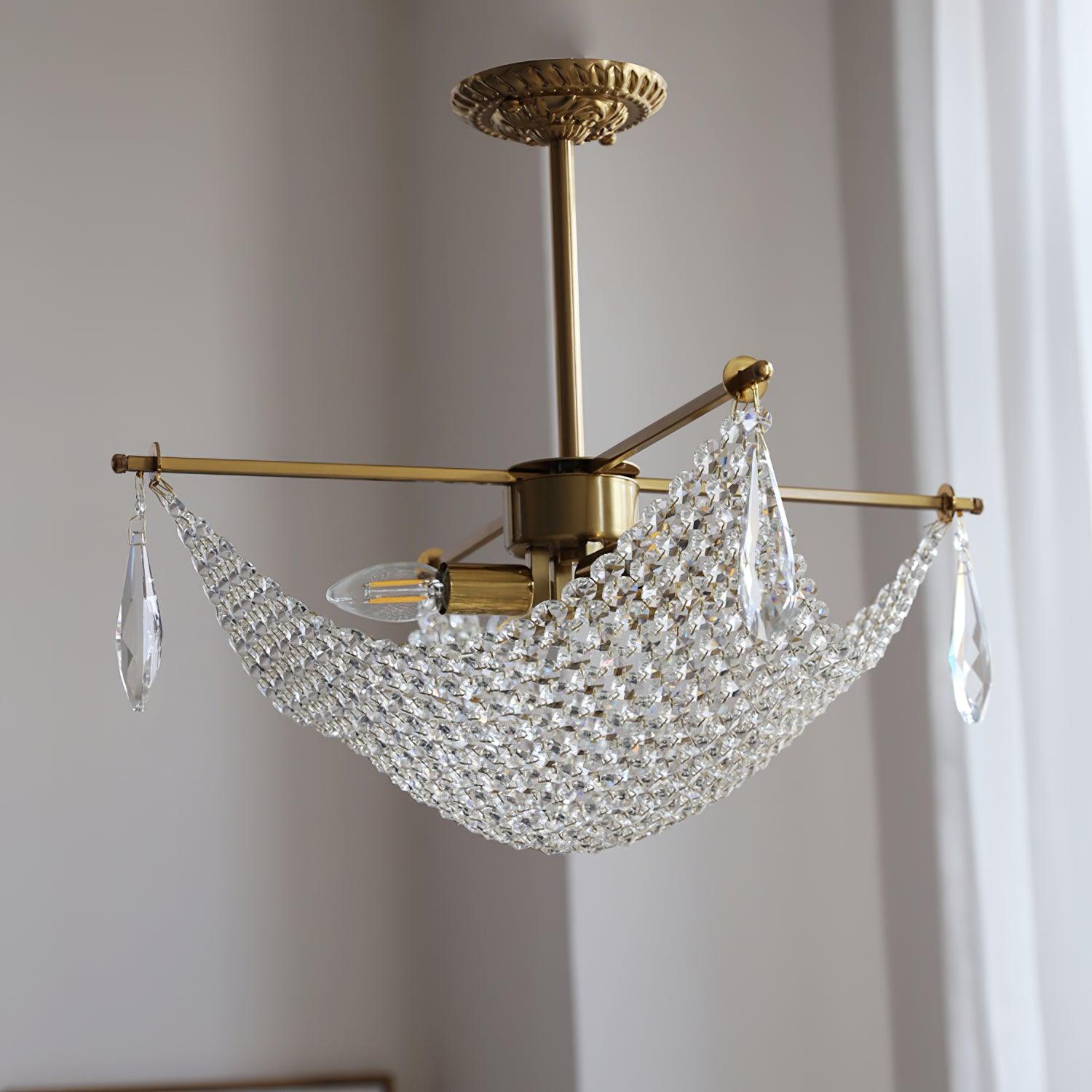 Lustra Lustre avec Fils de Cristal et Cristal
