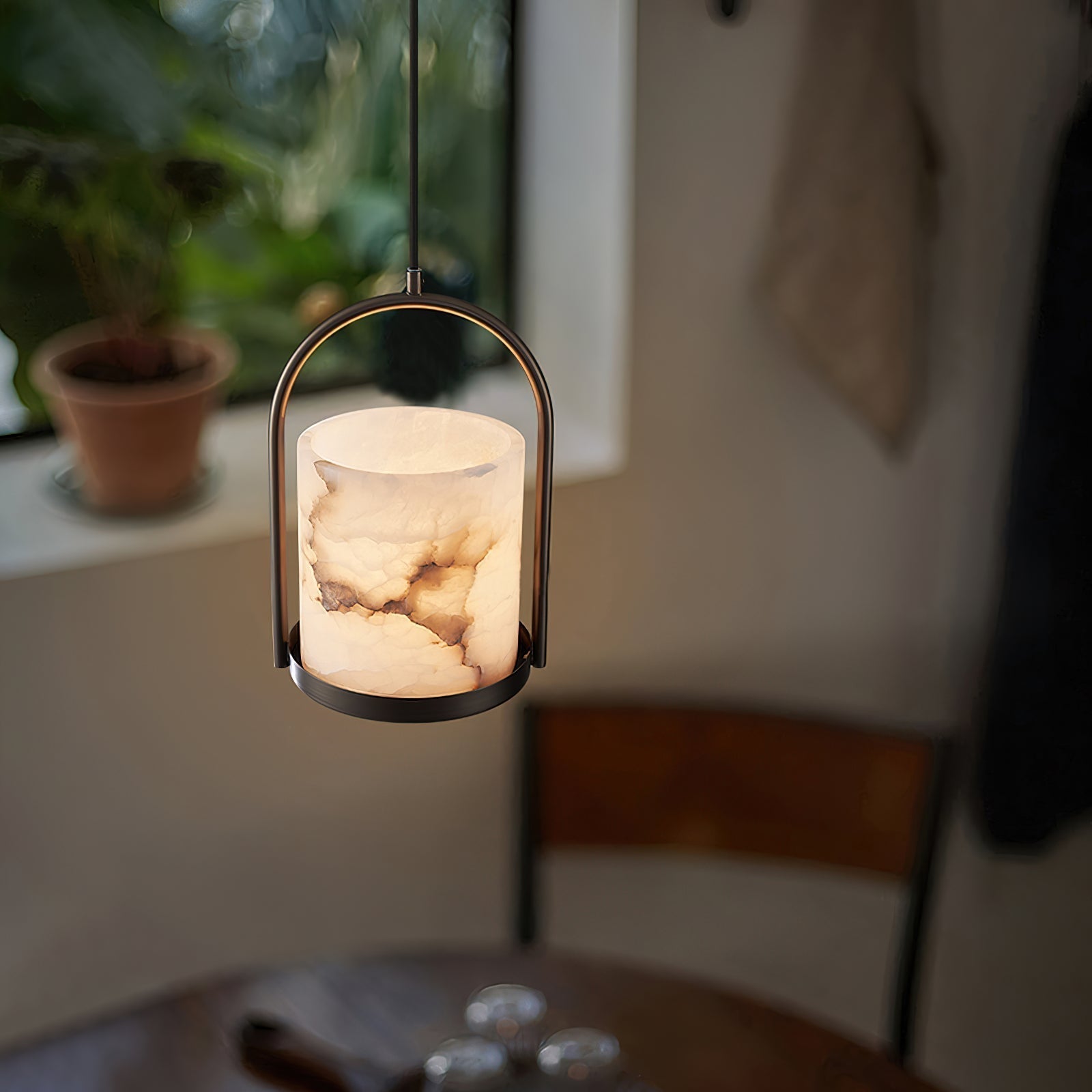 Jewel Suspension En Métal Laiton Et Albâtre Minimaliste Moderne