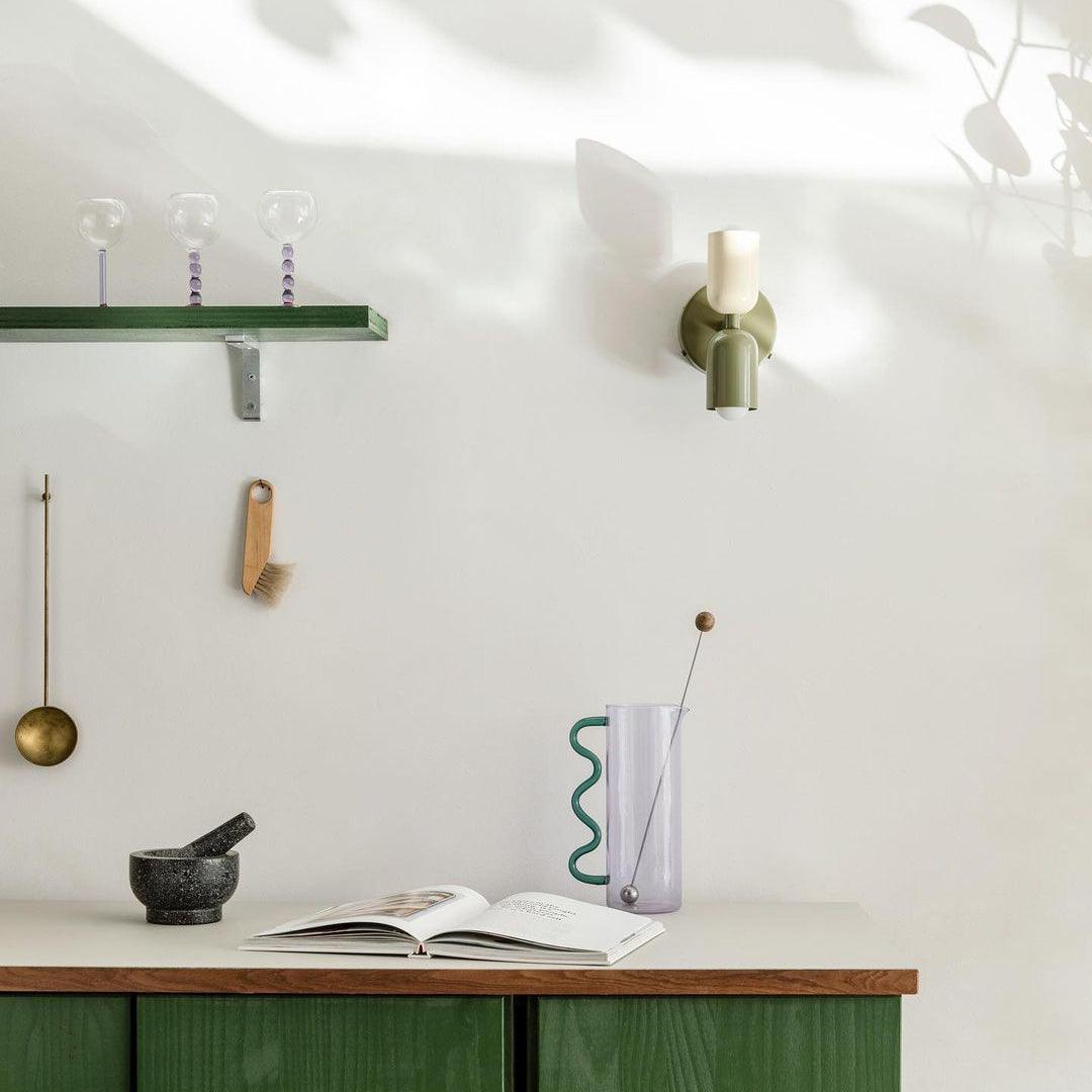 Lustra Wall Lamp Green Black Minimalist Plug-In