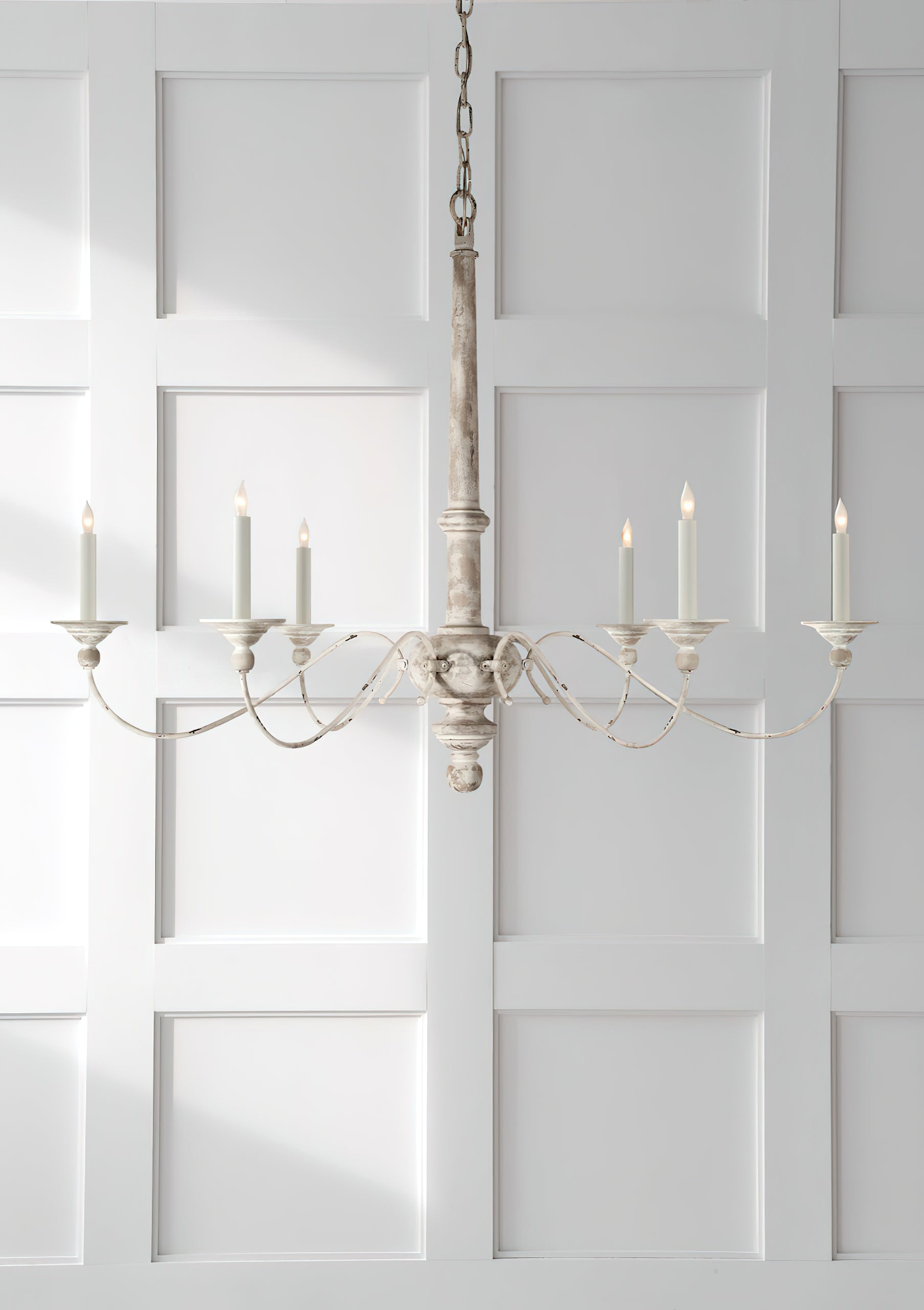 Zoliria Lustre Métal Blanc Ancien Luxe Postmoderne