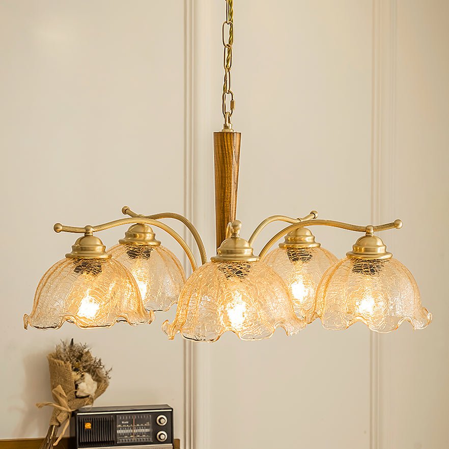 Orchidée Vintage Verre Lustre