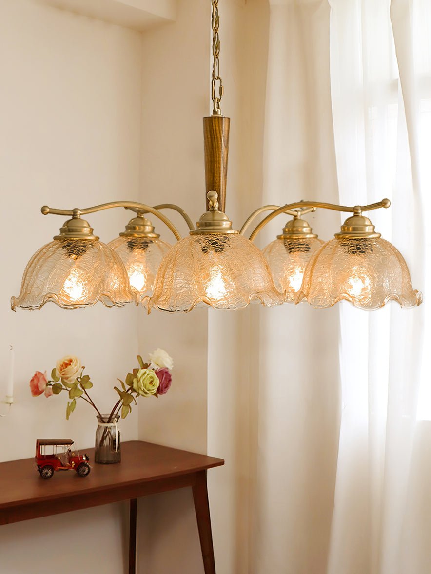 Orchidée Vintage Verre Lustre