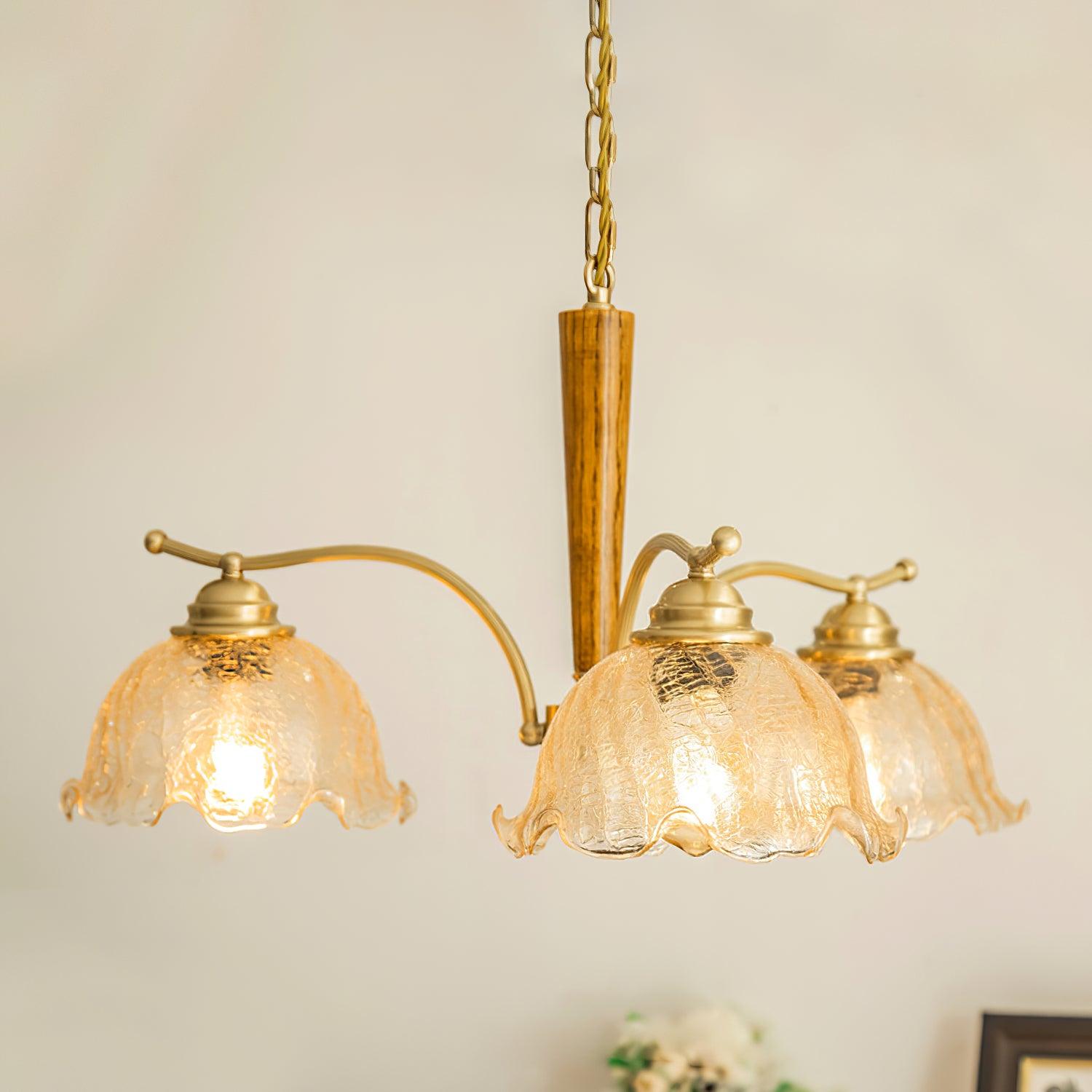 Orchidée Vintage Verre Lustre