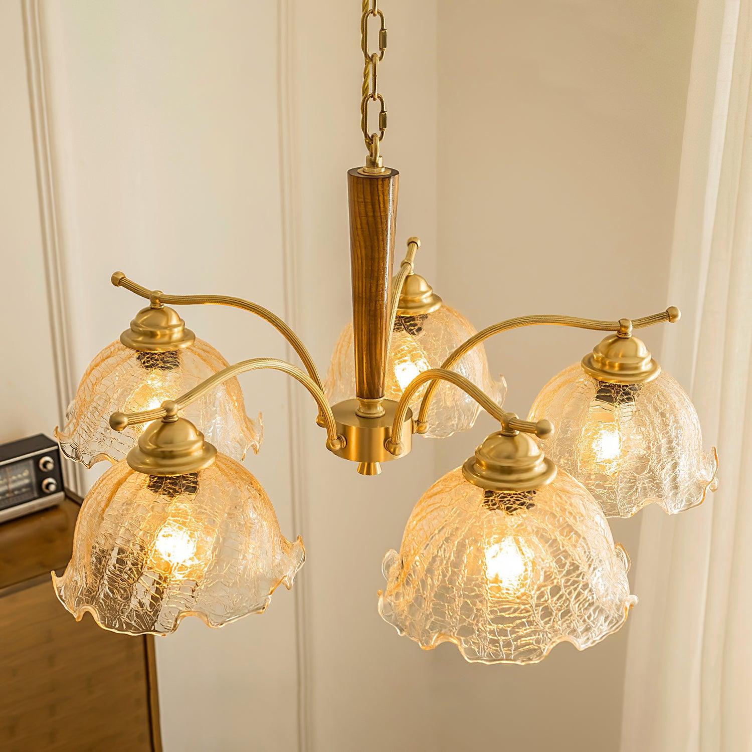 Orchidée Vintage Verre Lustre