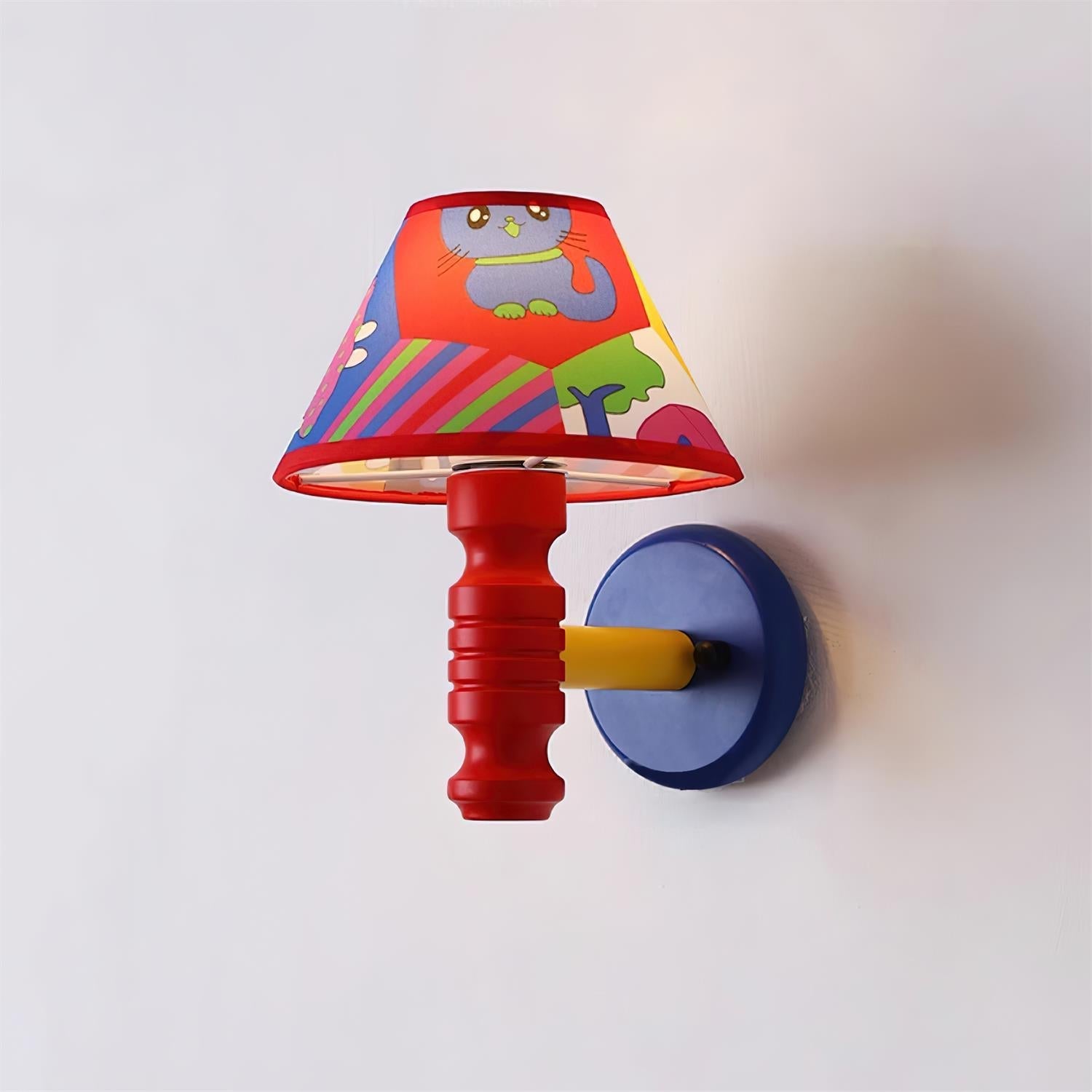 Applique Murale avec Abat-jour en Tissu Cartoon et Bras Chambre d'Enfant