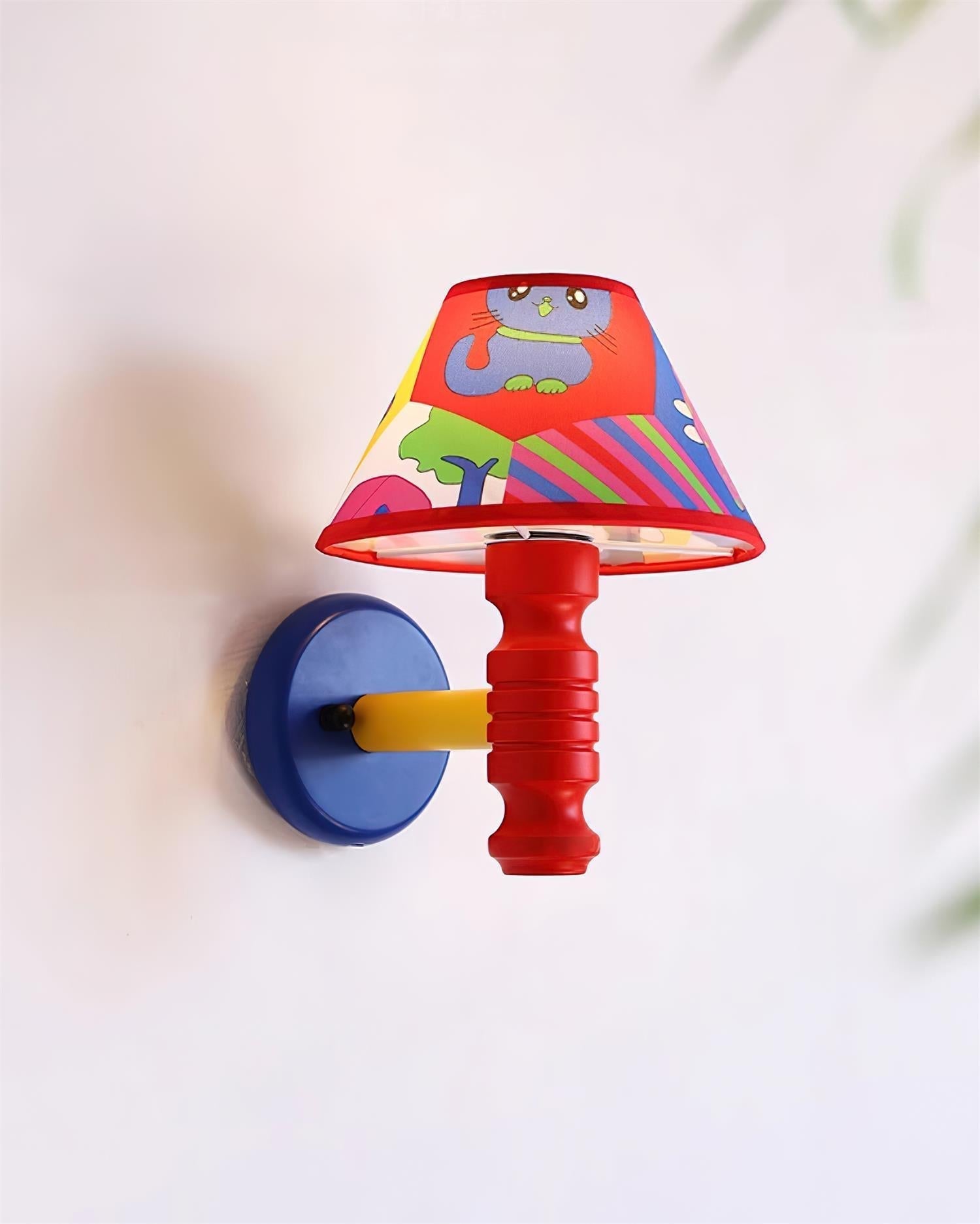 Applique Murale avec Abat-jour en Tissu Cartoon et Bras Chambre d'Enfant