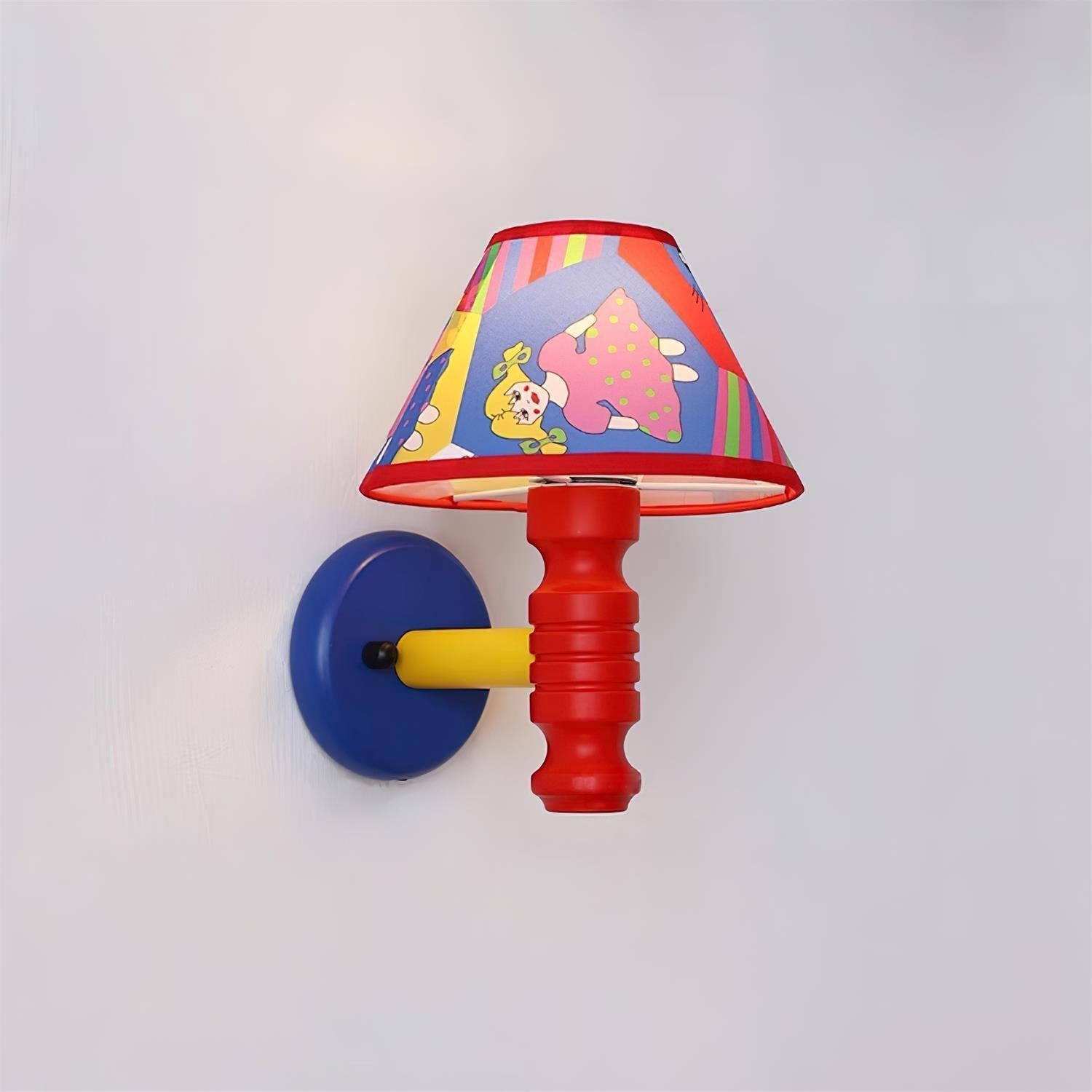 Applique Murale avec Abat-jour en Tissu Cartoon et Bras Chambre d'Enfant