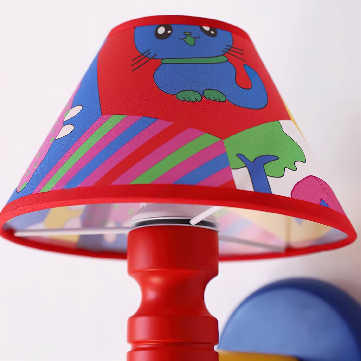 Applique Murale avec Abat-jour en Tissu Cartoon et Bras Chambre d'Enfant