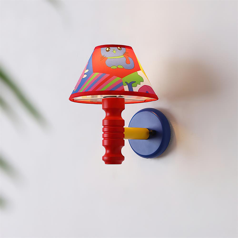 Applique Murale avec Abat-jour en Tissu Cartoon et Bras Chambre d'Enfant