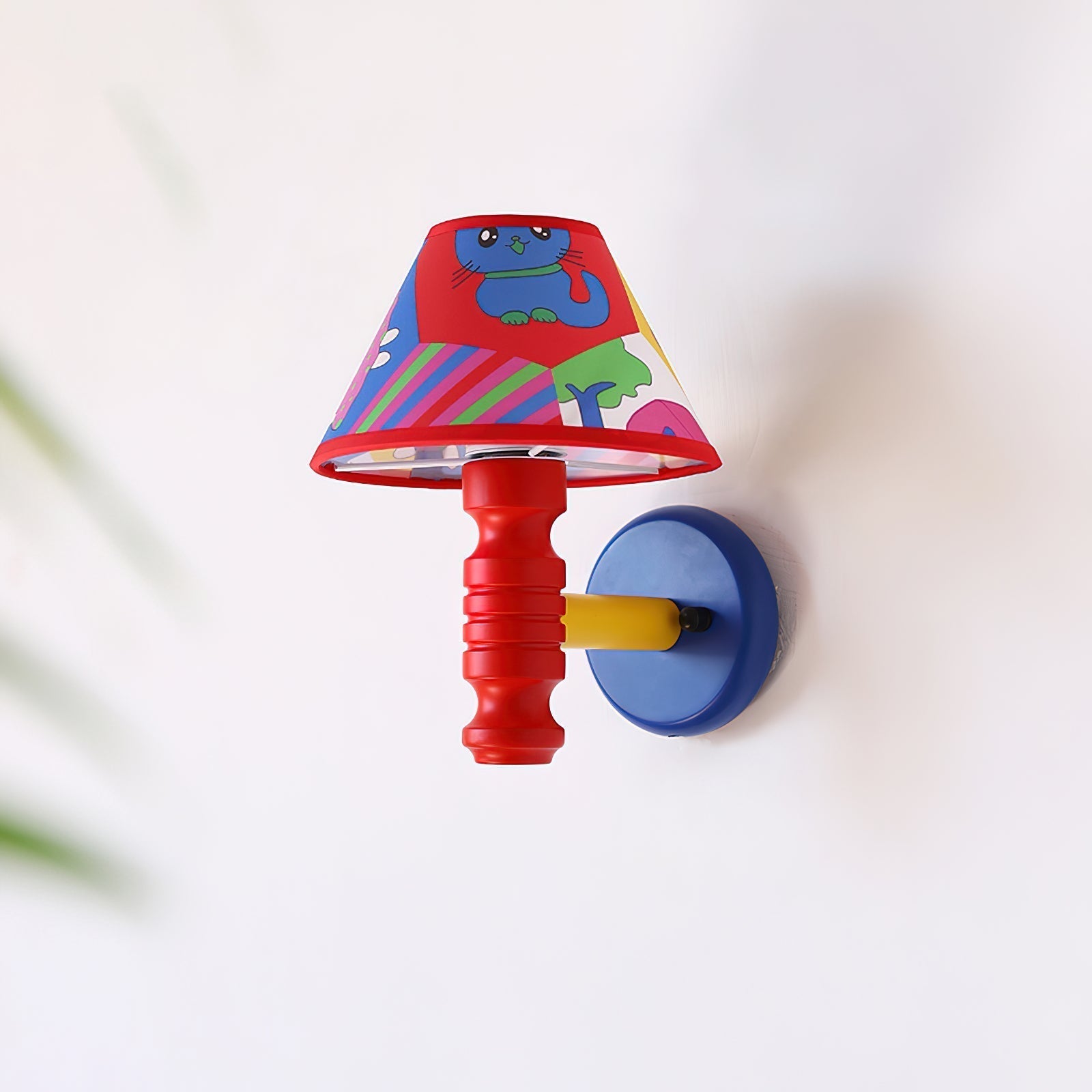 Applique Murale avec Abat-jour en Tissu Cartoon et Bras Chambre d'Enfant