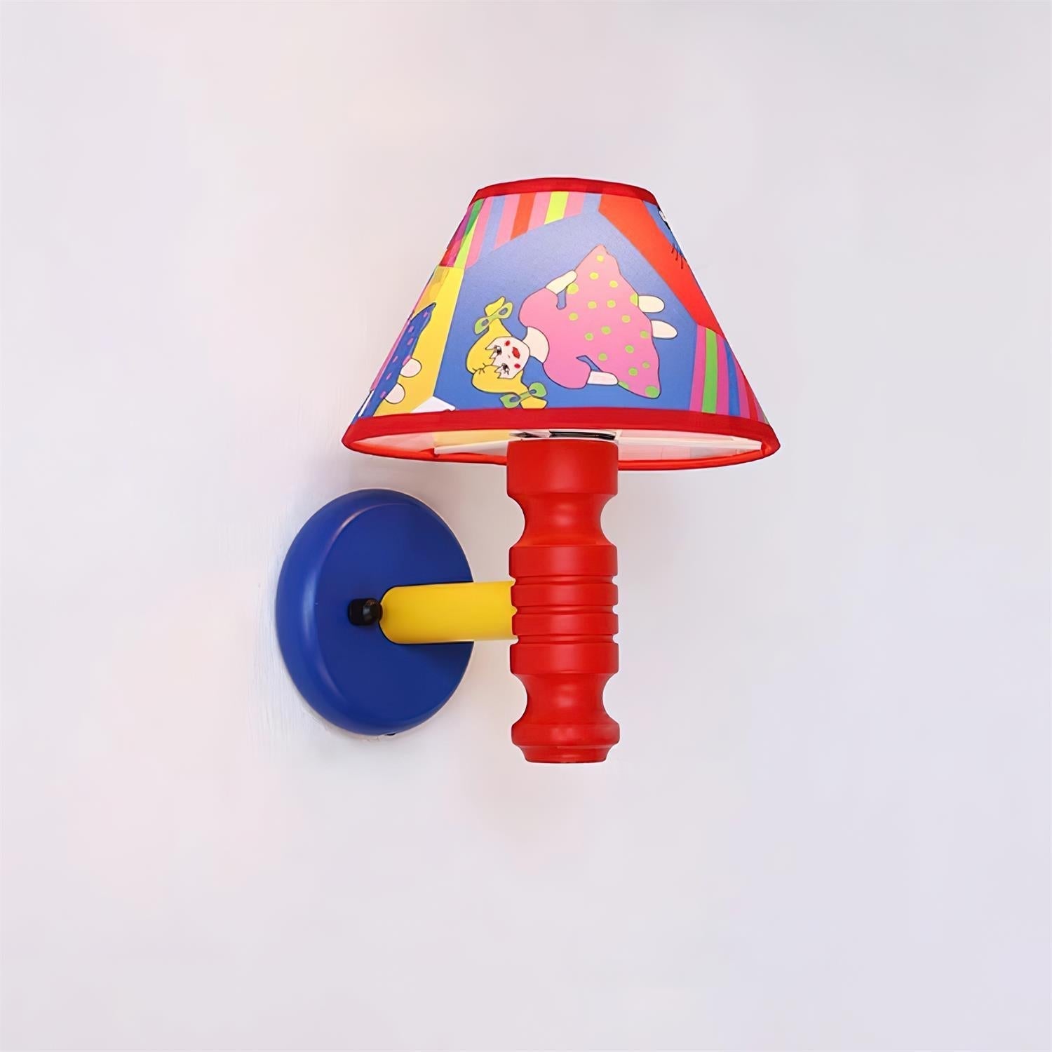 Applique Murale avec Abat-jour en Tissu Cartoon et Bras Chambre d'Enfant