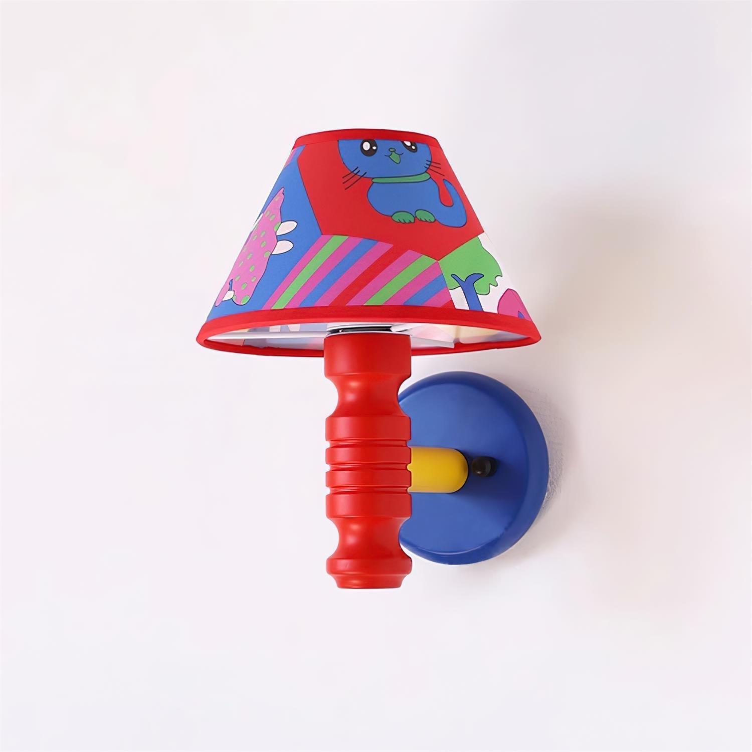 Applique Murale avec Abat-jour en Tissu Cartoon et Bras Chambre d'Enfant