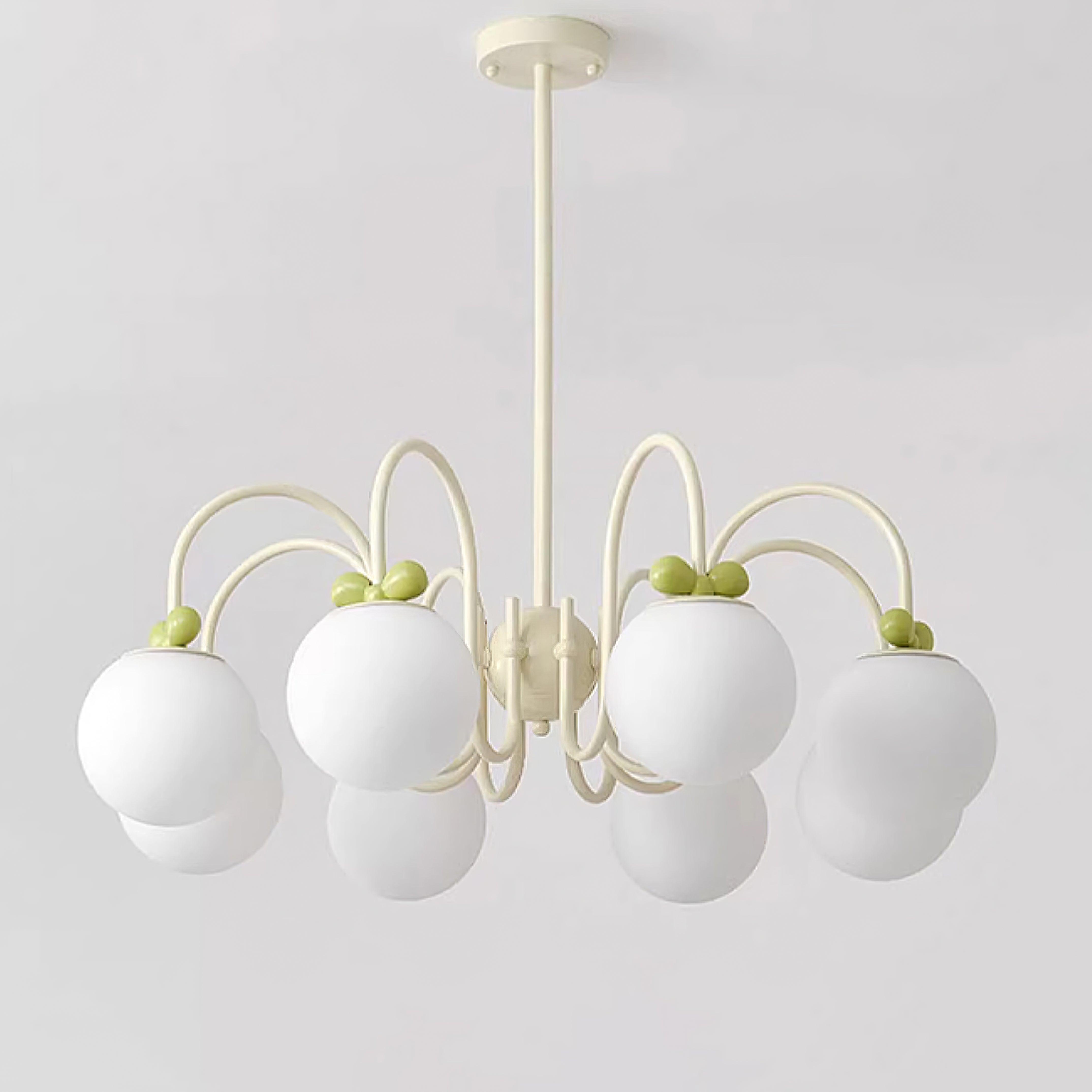 Cherry Lustre Globe Dépoli Branches Crème