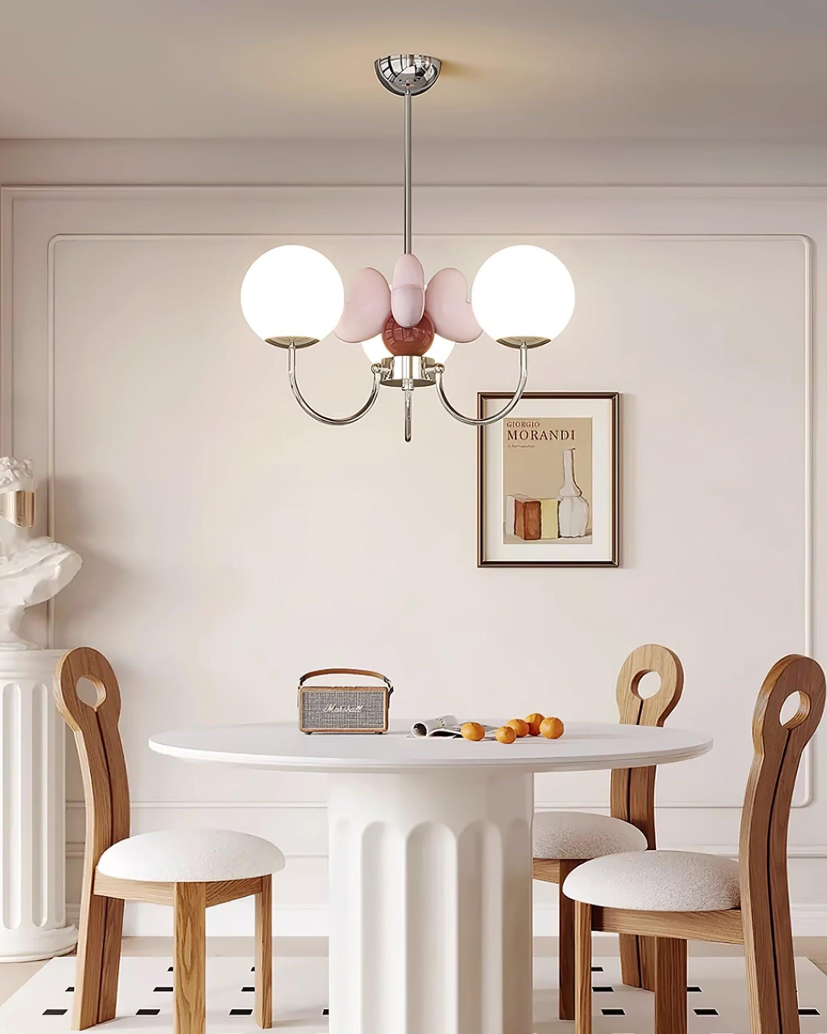 Nica Lustre Pétales en Porcelaine Rose Globes Dépoli