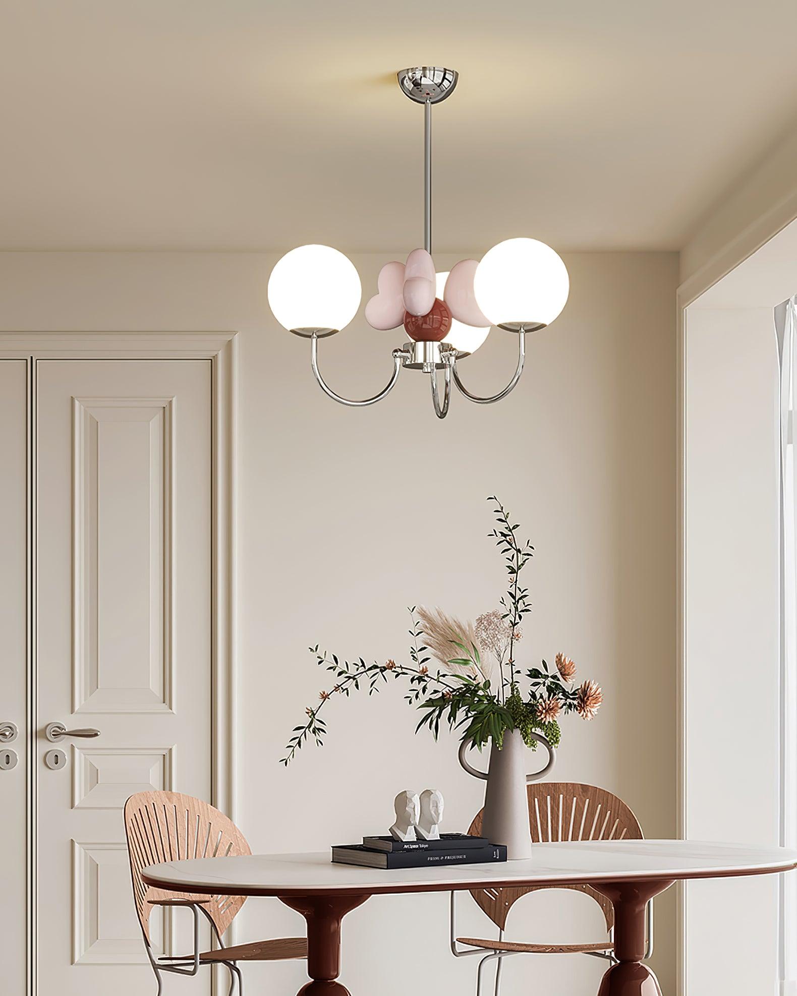 Nica Lustre Pétales en Porcelaine Rose Globes Dépoli
