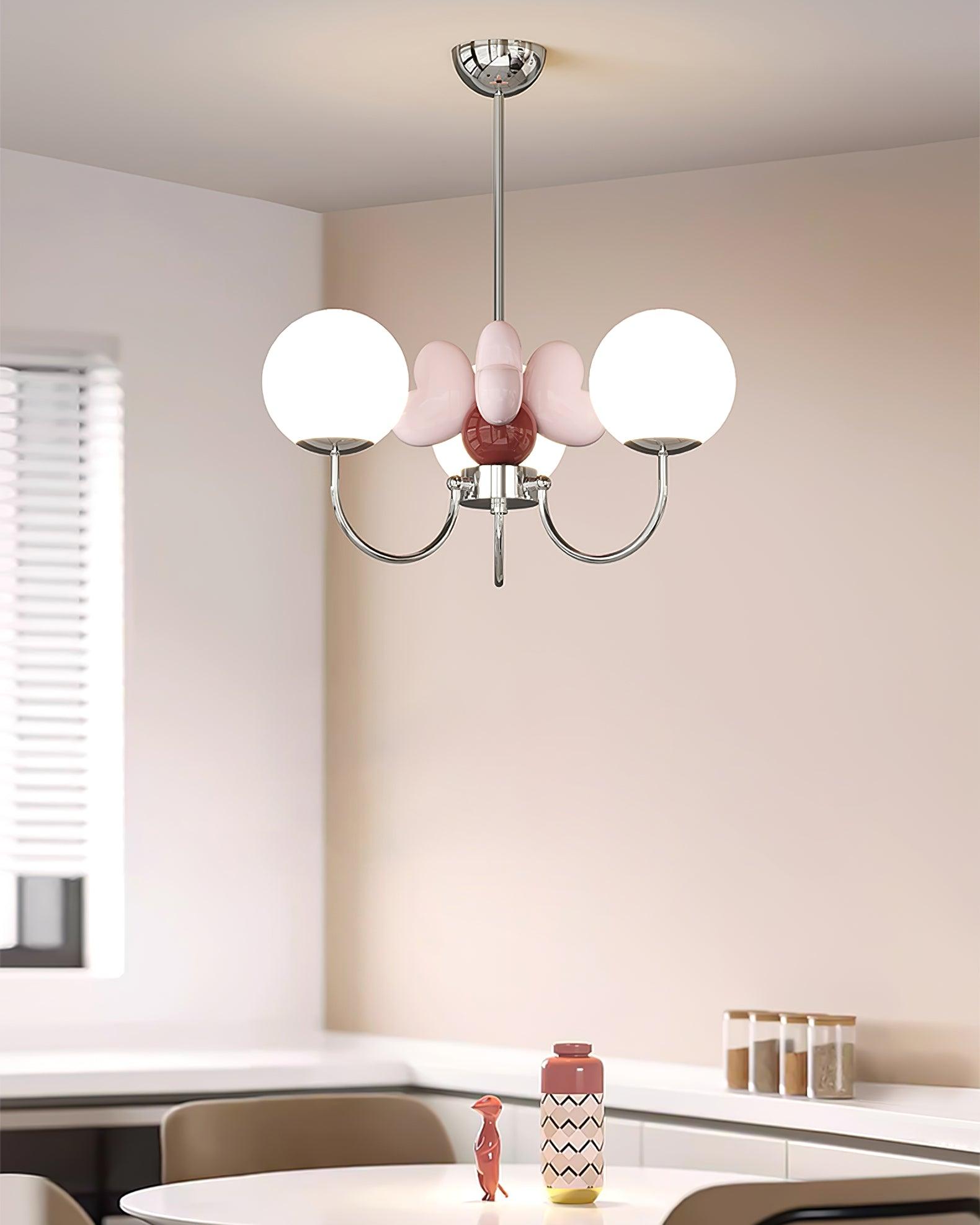 Nica Lustre Pétales en Porcelaine Rose Globes Dépoli